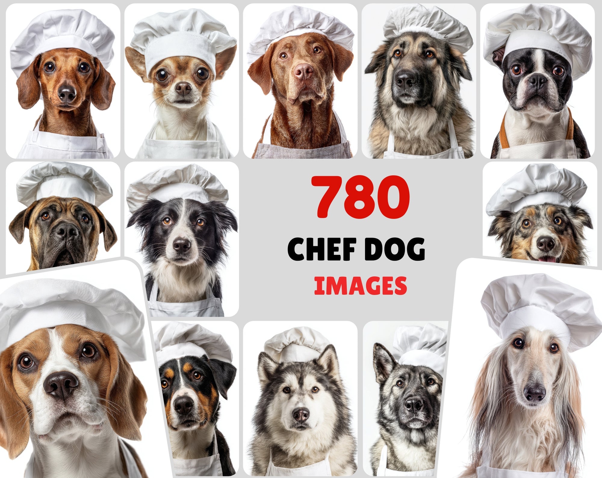 780 Realistic Dog Chef Photos | Dog Breed Clipart Bundle