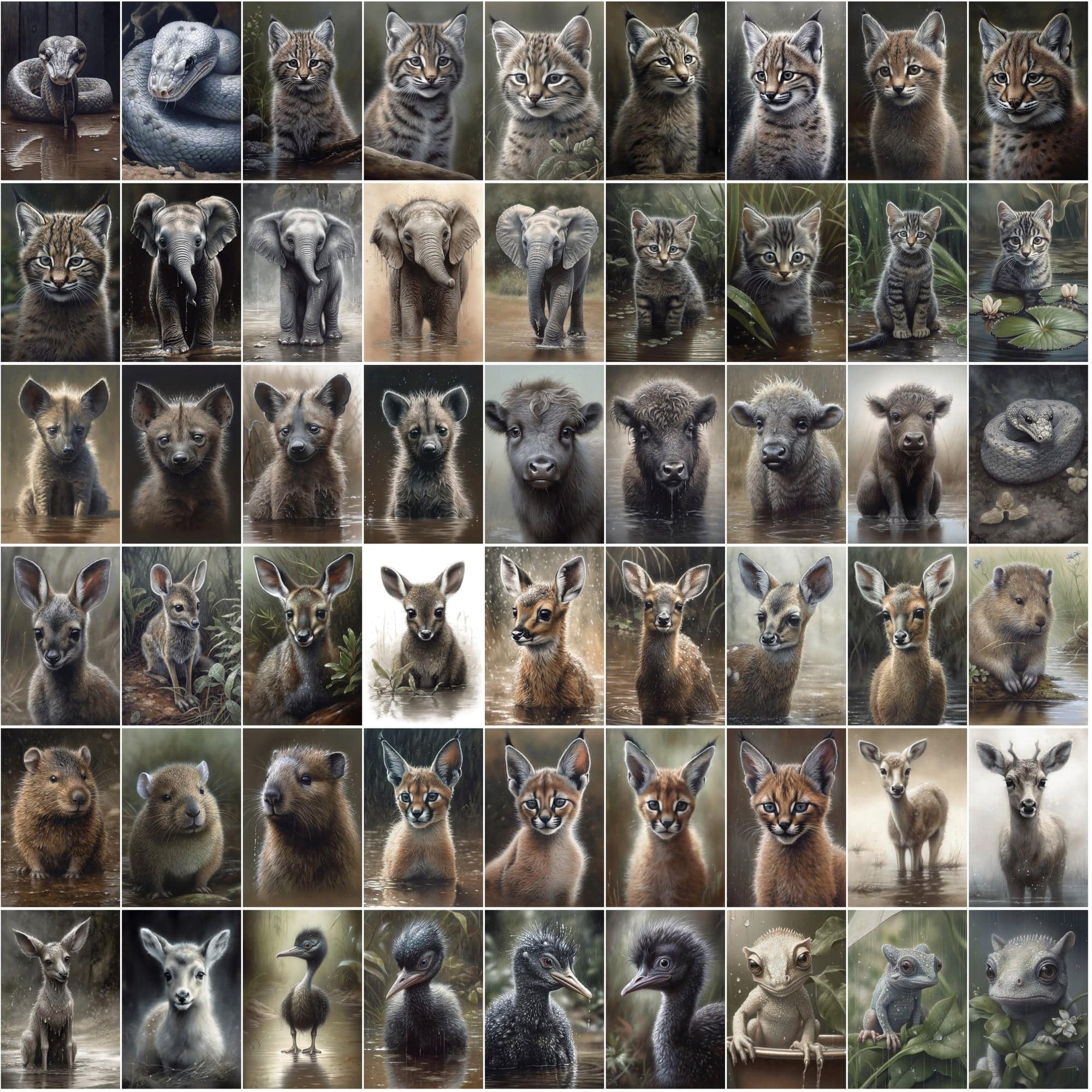 790 Animal Rain Photography - Colorful Wildlife Images with Commercial License Digital Download Sumobundle