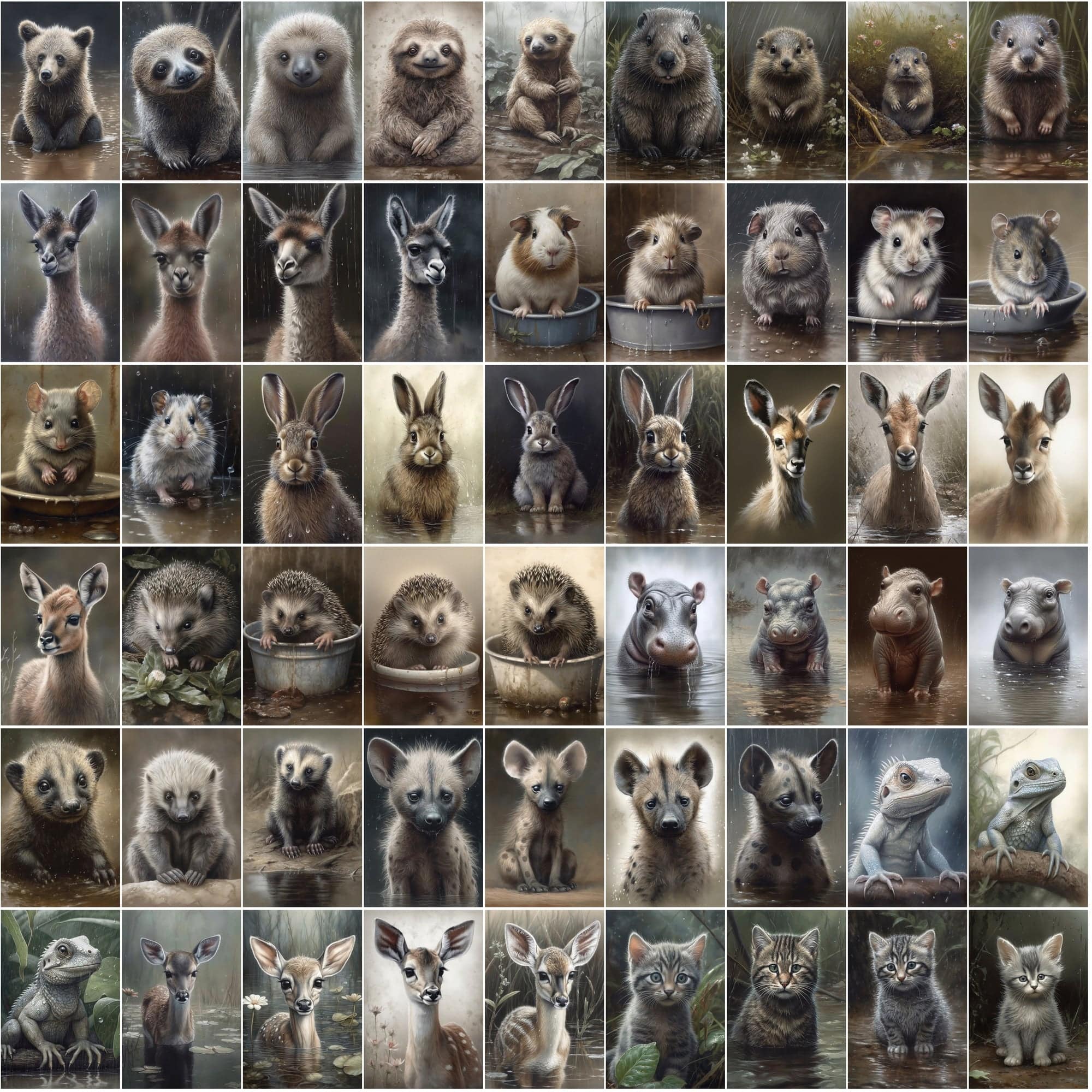 790 Animal Rain Photography - Colorful Wildlife Images with Commercial License Digital Download Sumobundle