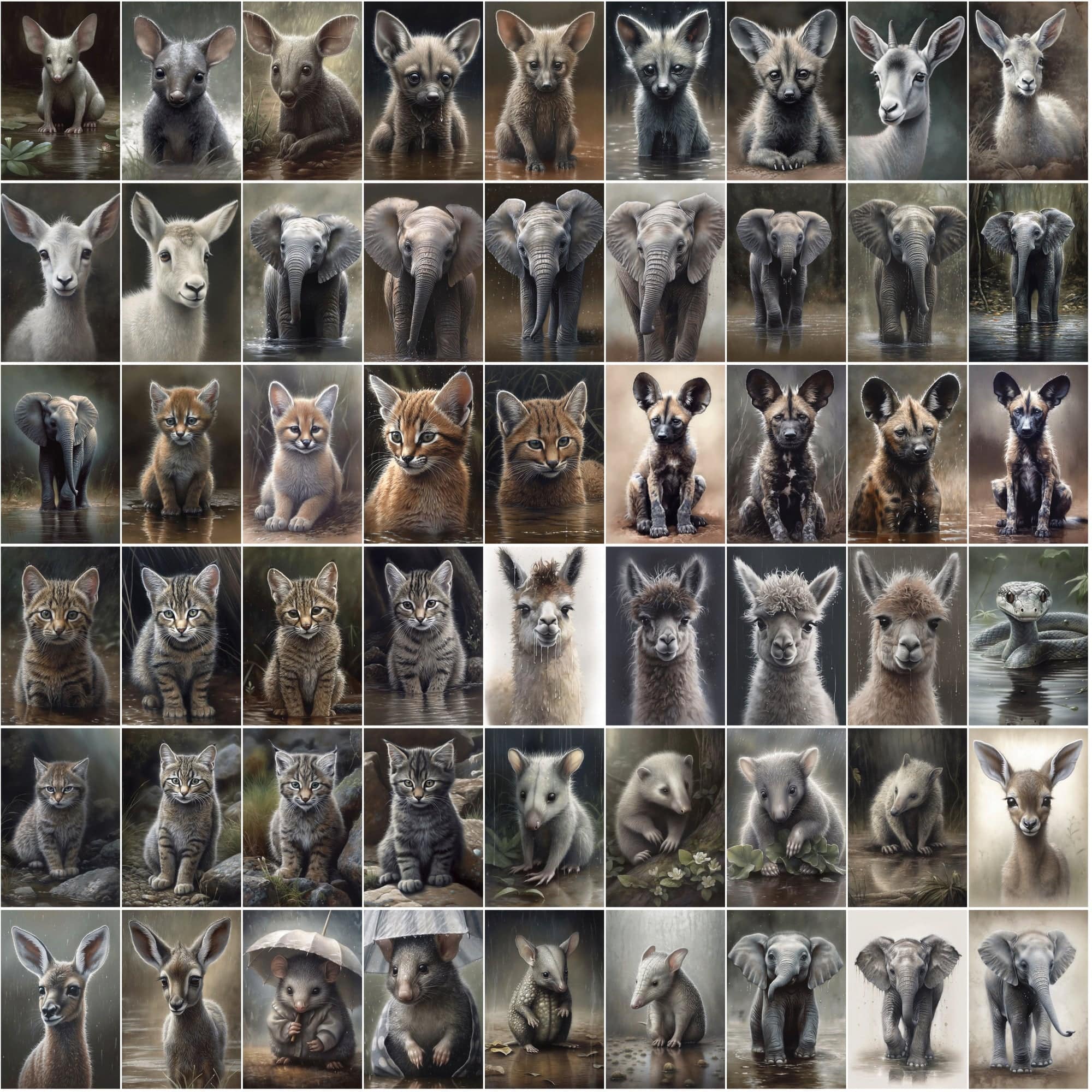 790 Animal Rain Photography - Colorful Wildlife Images with Commercial License Digital Download Sumobundle