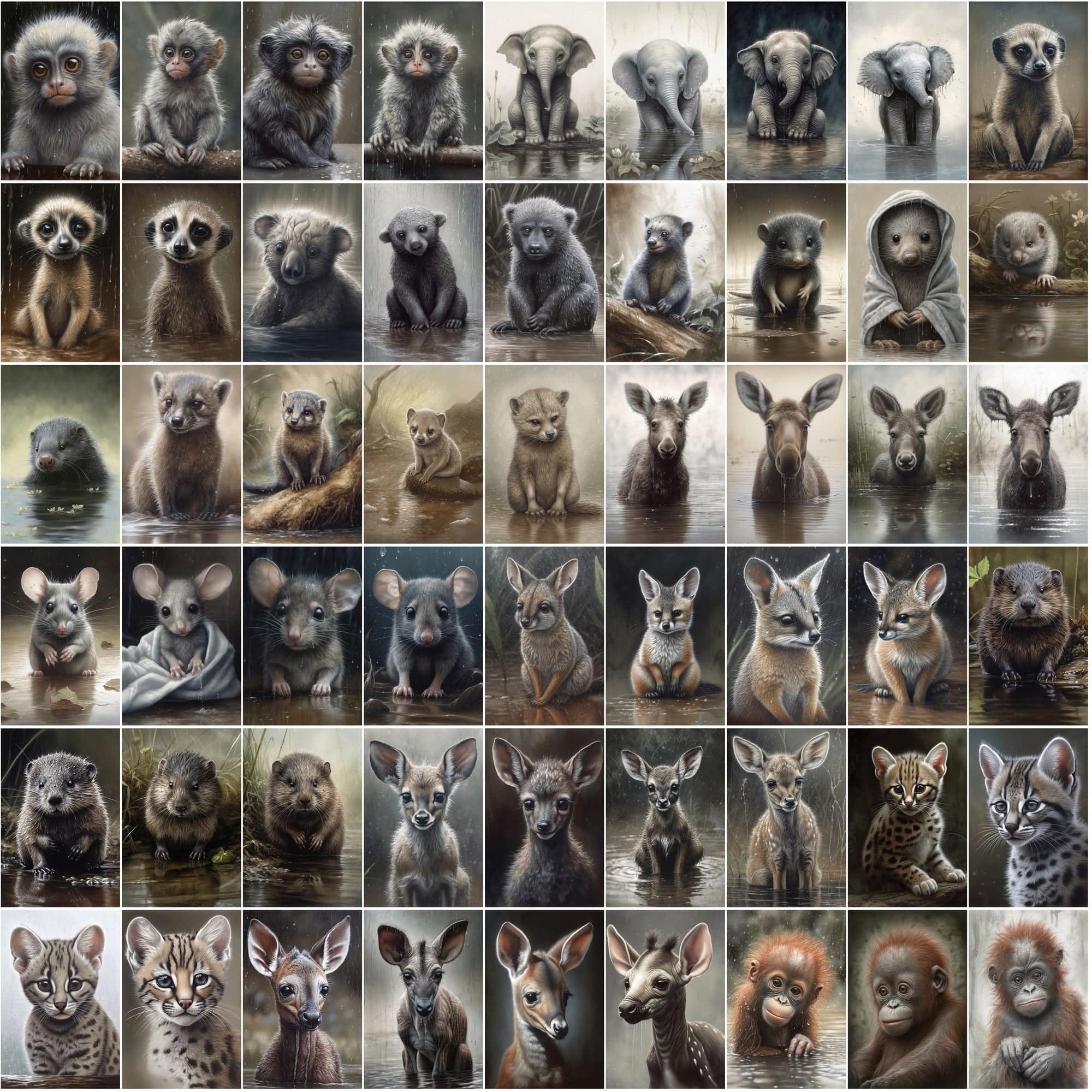 790 Animal Rain Photography - Colorful Wildlife Images with Commercial License Digital Download Sumobundle