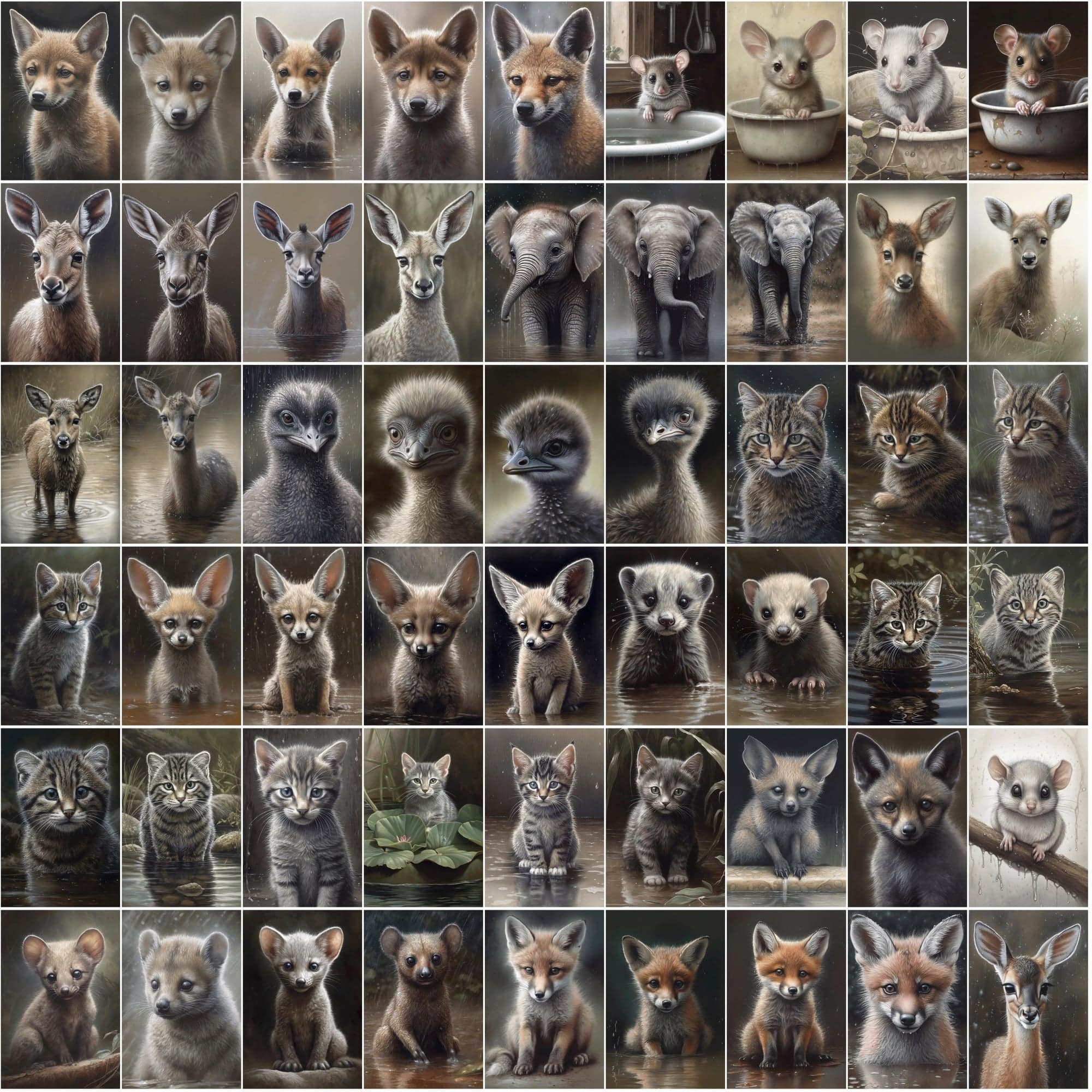 790 Animal Rain Photography - Colorful Wildlife Images with Commercial License Digital Download Sumobundle