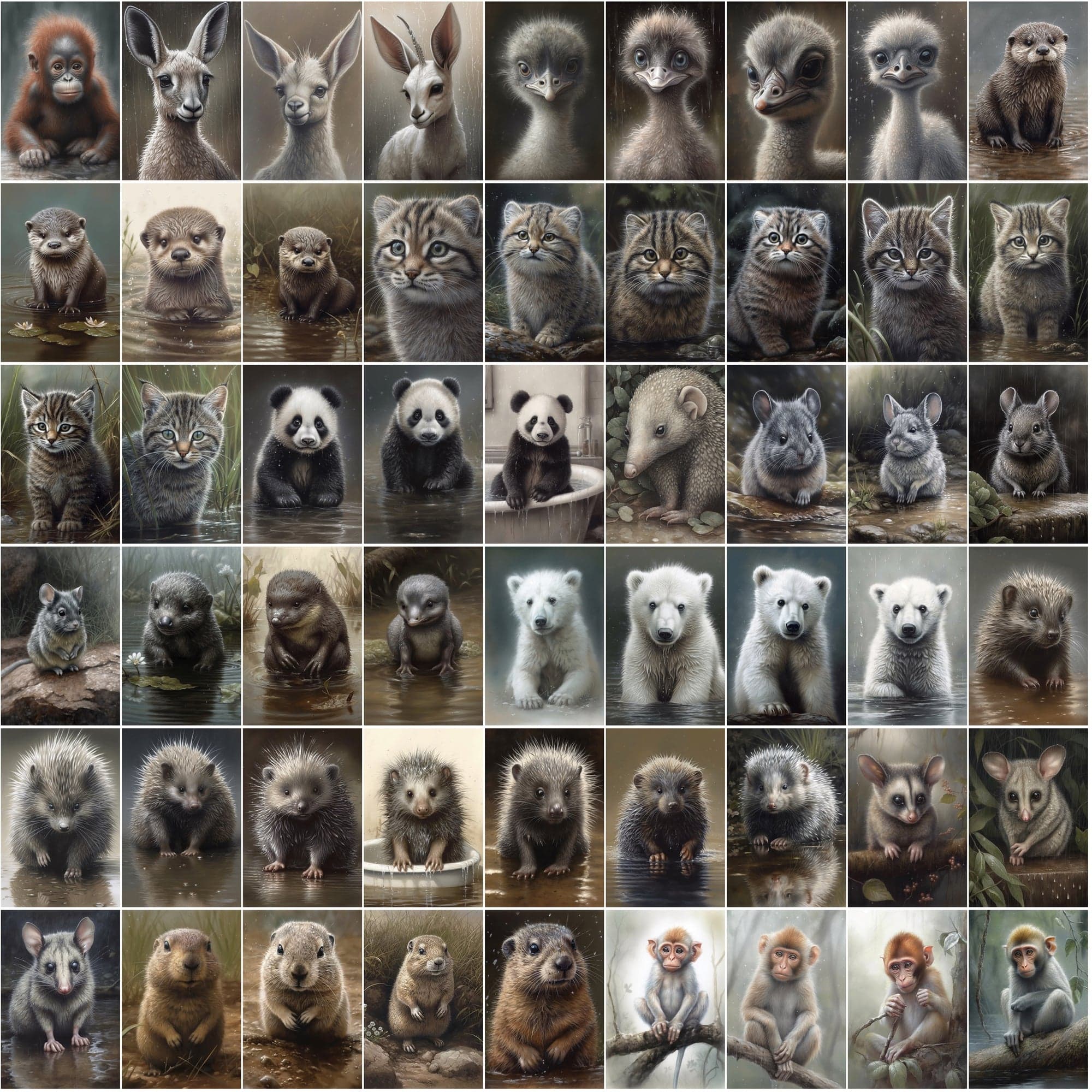 790 Animal Rain Photography - Colorful Wildlife Images with Commercial License Digital Download Sumobundle