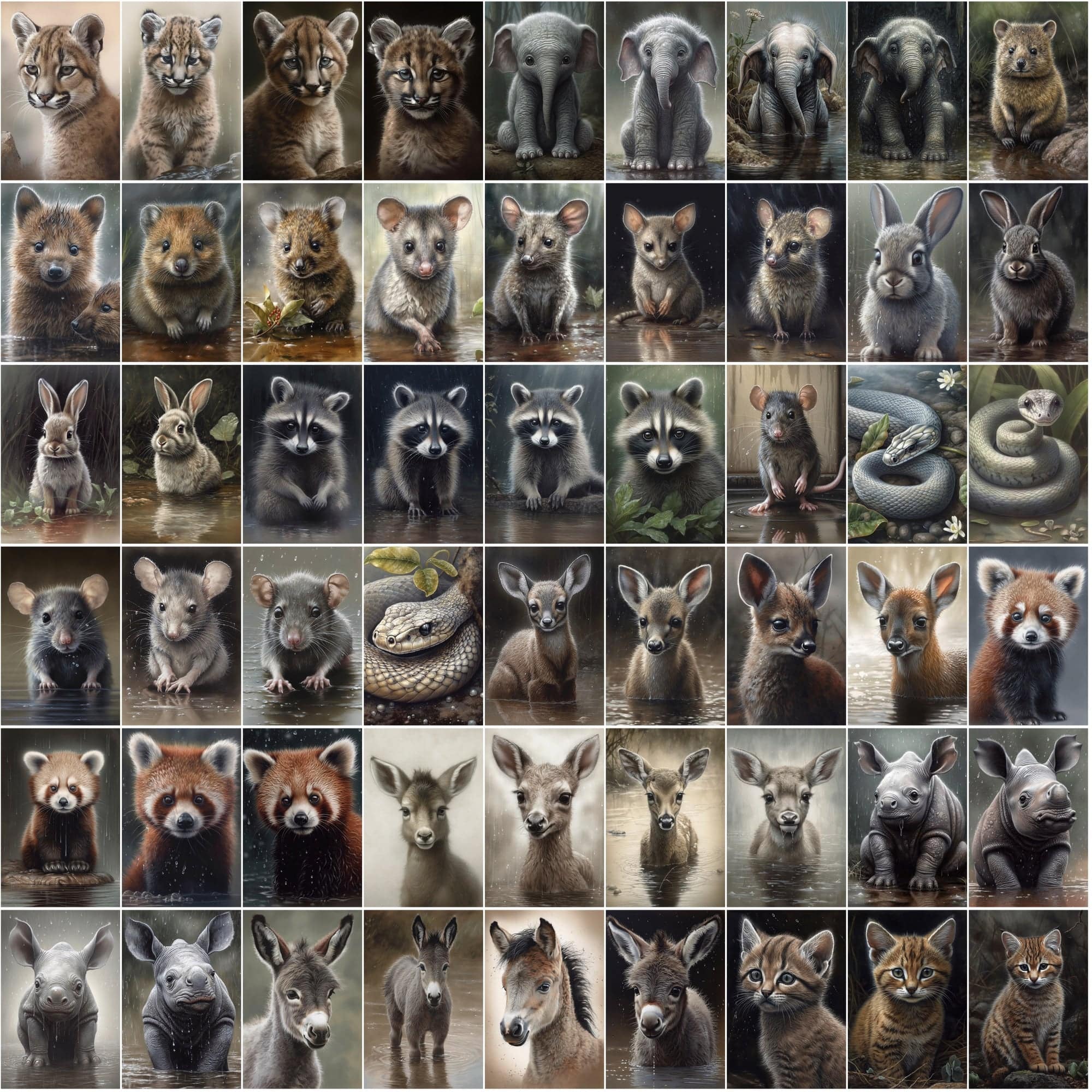 790 Animal Rain Photography - Colorful Wildlife Images with Commercial License Digital Download Sumobundle