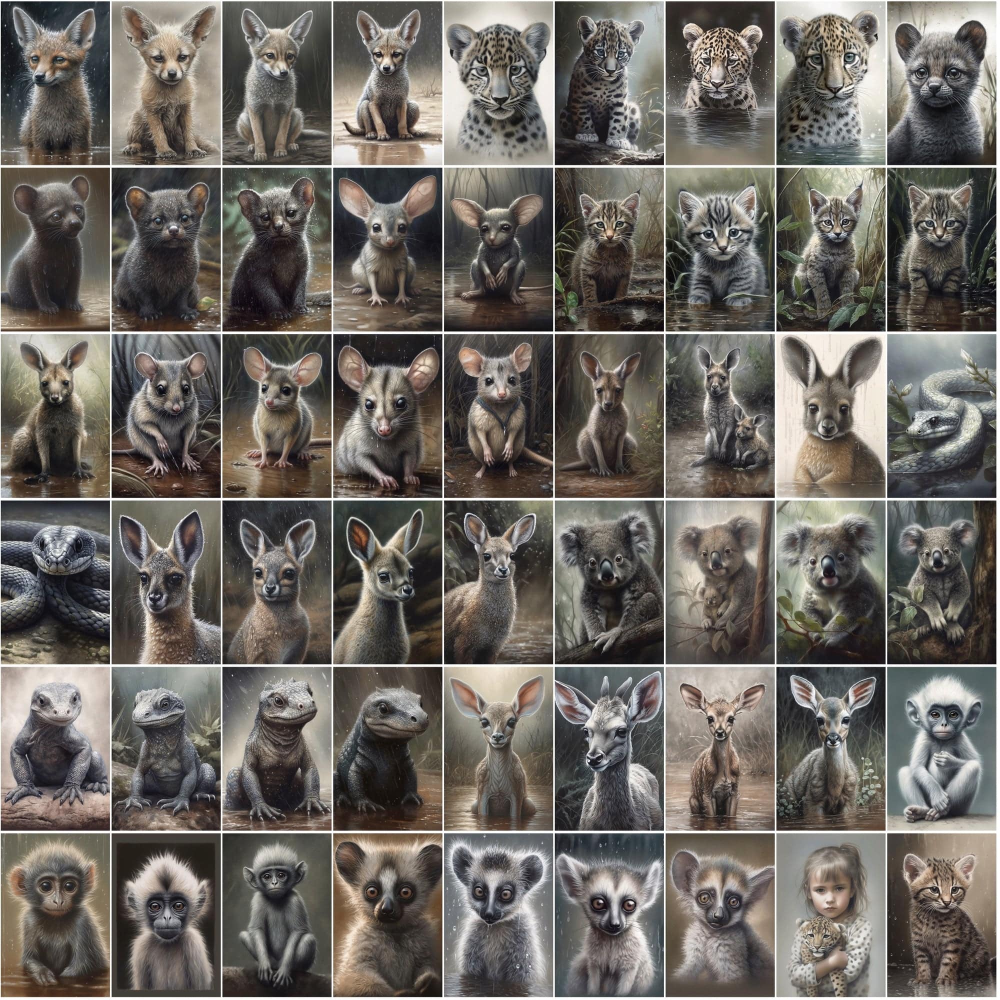 790 Animal Rain Photography - Colorful Wildlife Images with Commercial License Digital Download Sumobundle