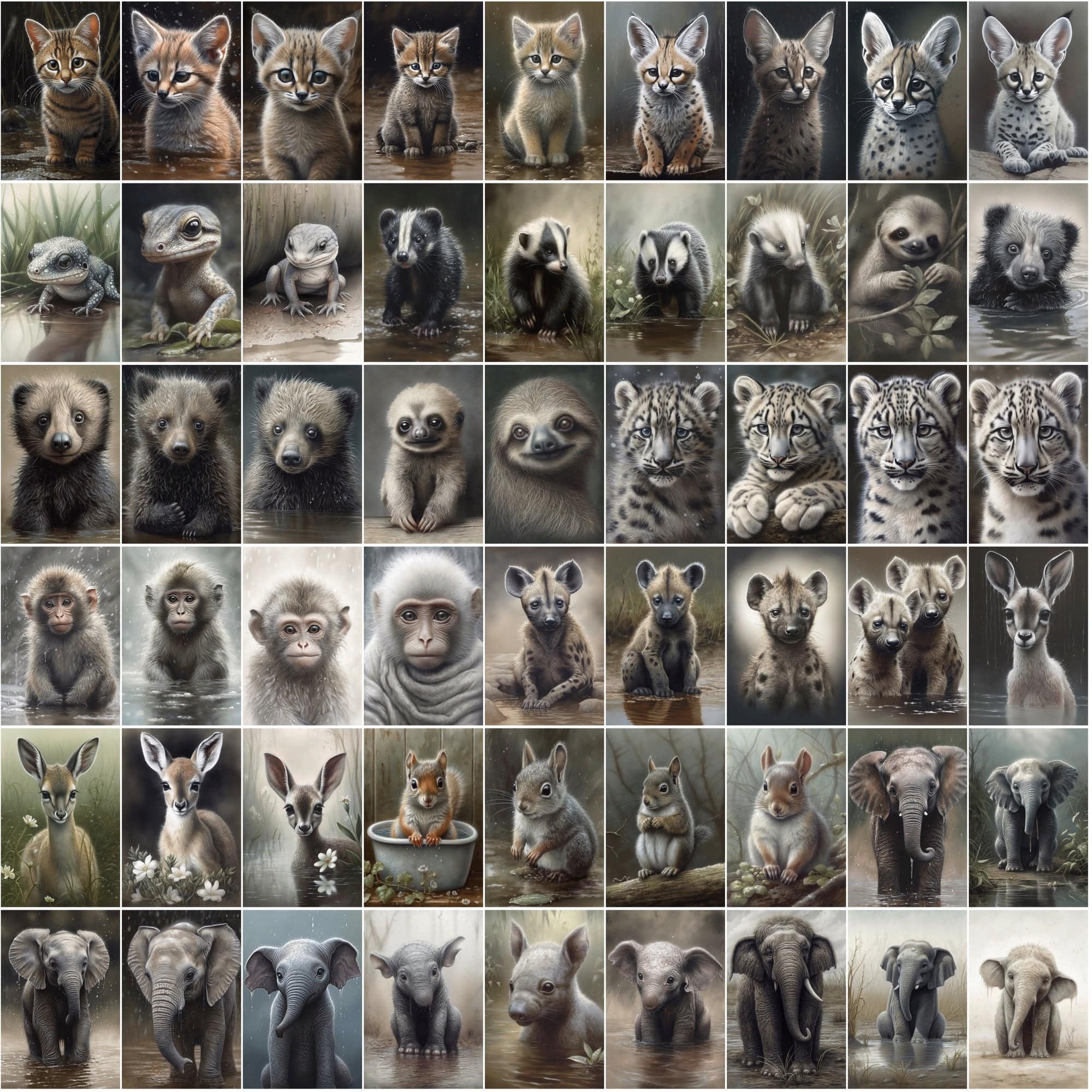 790 Animal Rain Photography - Colorful Wildlife Images with Commercial License Digital Download Sumobundle