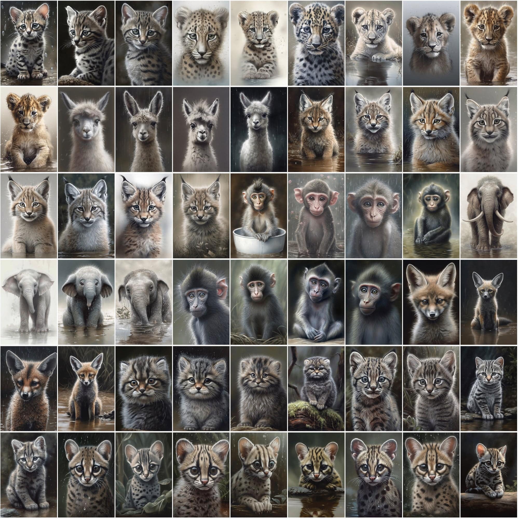 790 Animal Rain Photography - Colorful Wildlife Images with Commercial License Digital Download Sumobundle