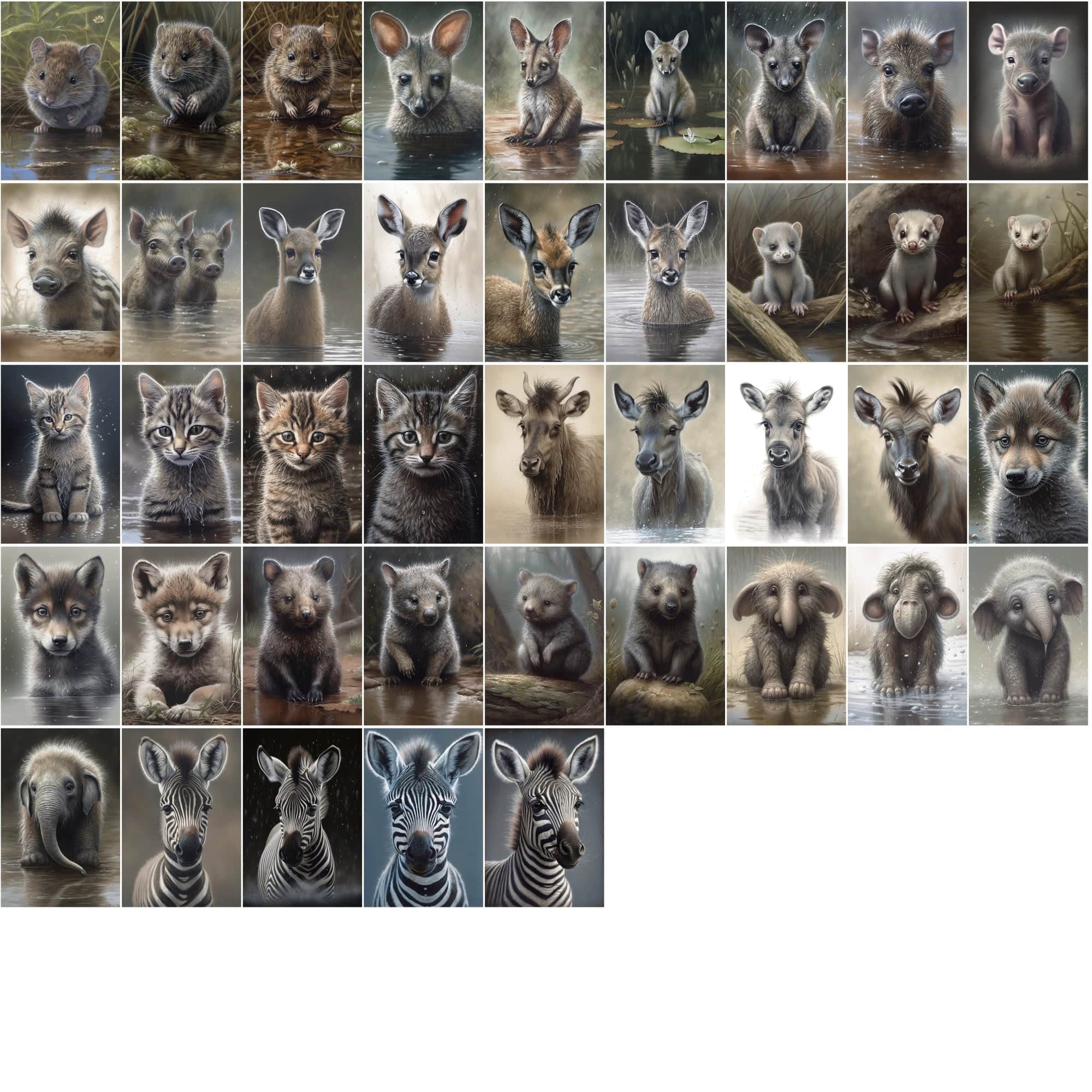 790 Animal Rain Photography - Colorful Wildlife Images with Commercial License Digital Download Sumobundle