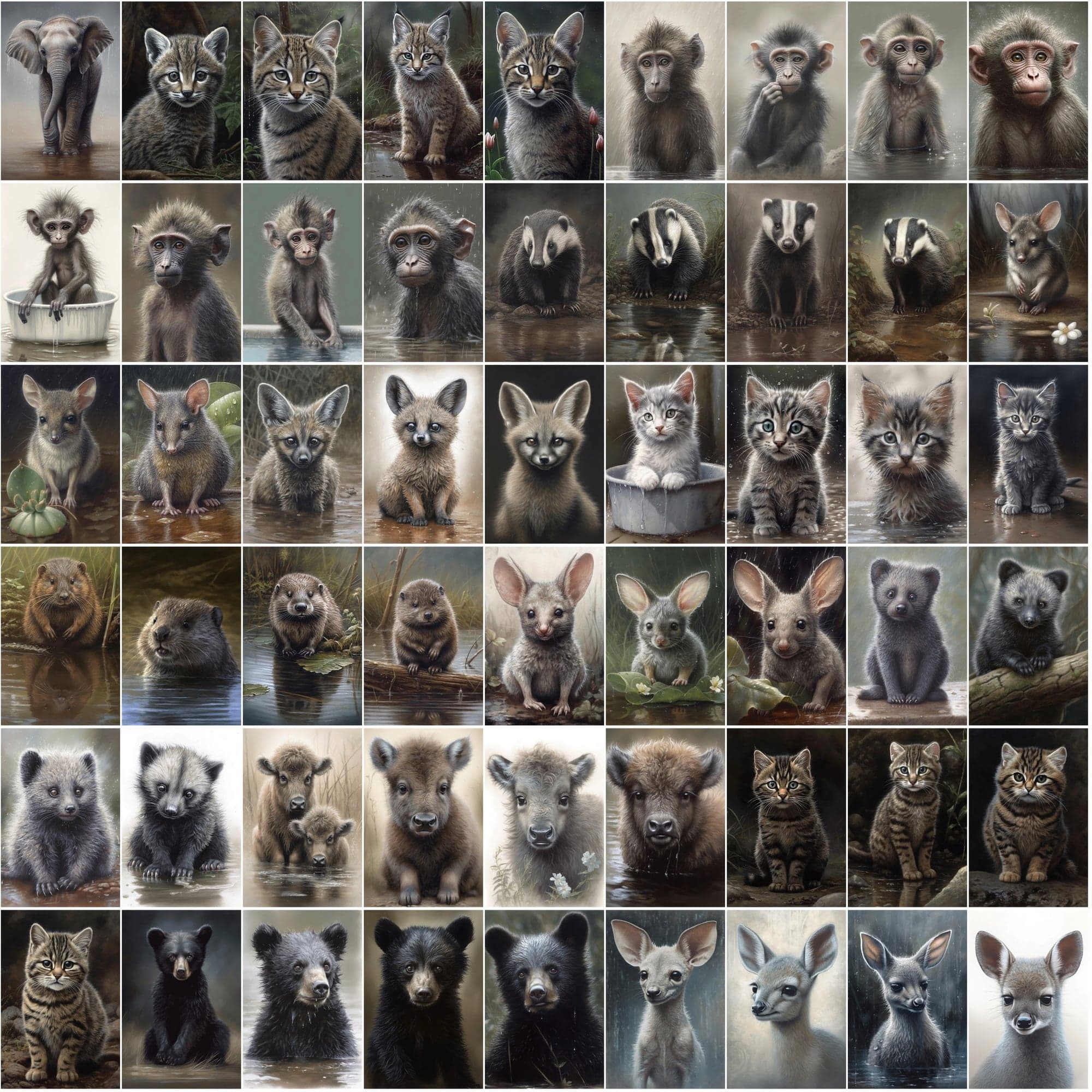 790 Animal Rain Photography - Colorful Wildlife Images with Commercial License Digital Download Sumobundle