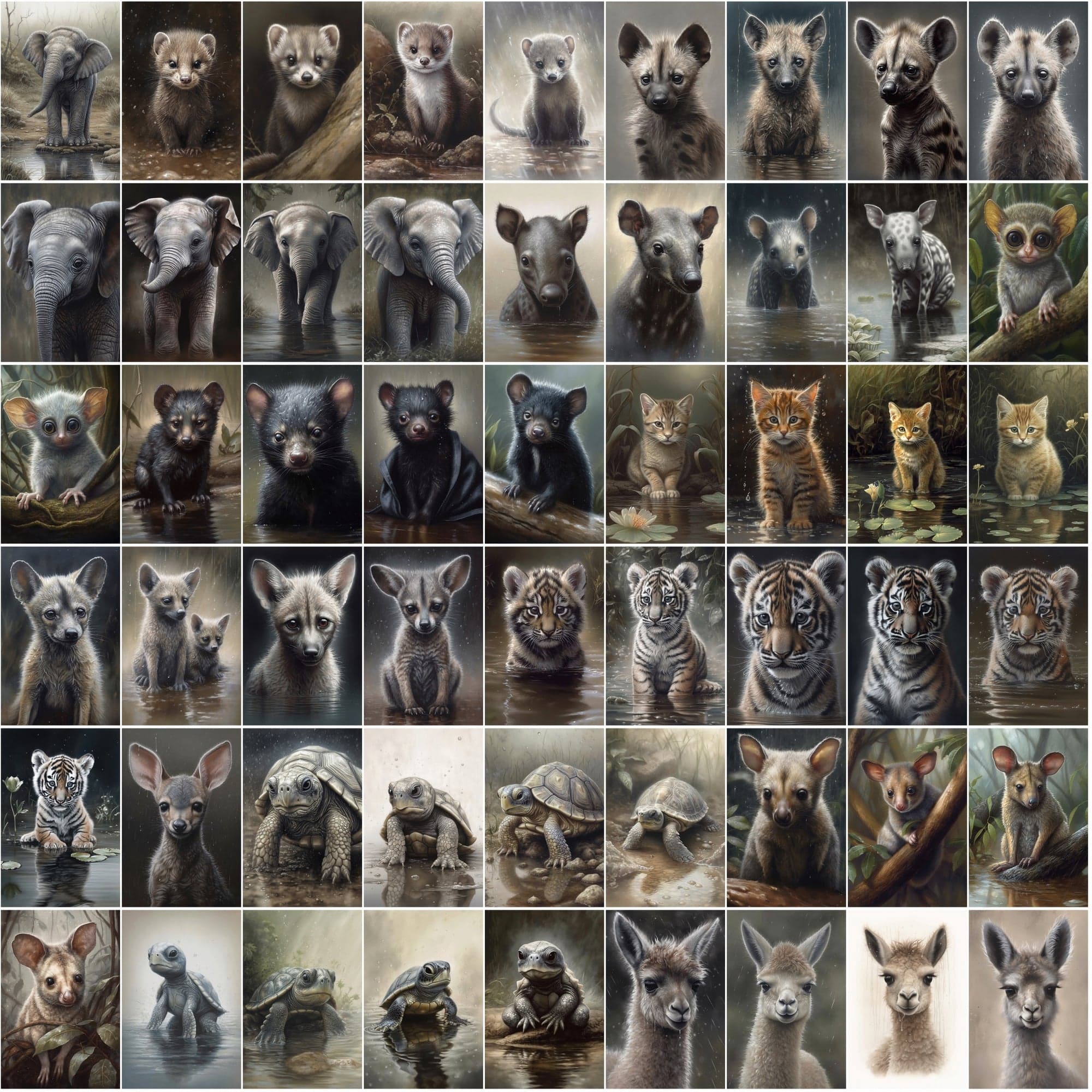 790 Animal Rain Photography - Colorful Wildlife Images with Commercial License Digital Download Sumobundle
