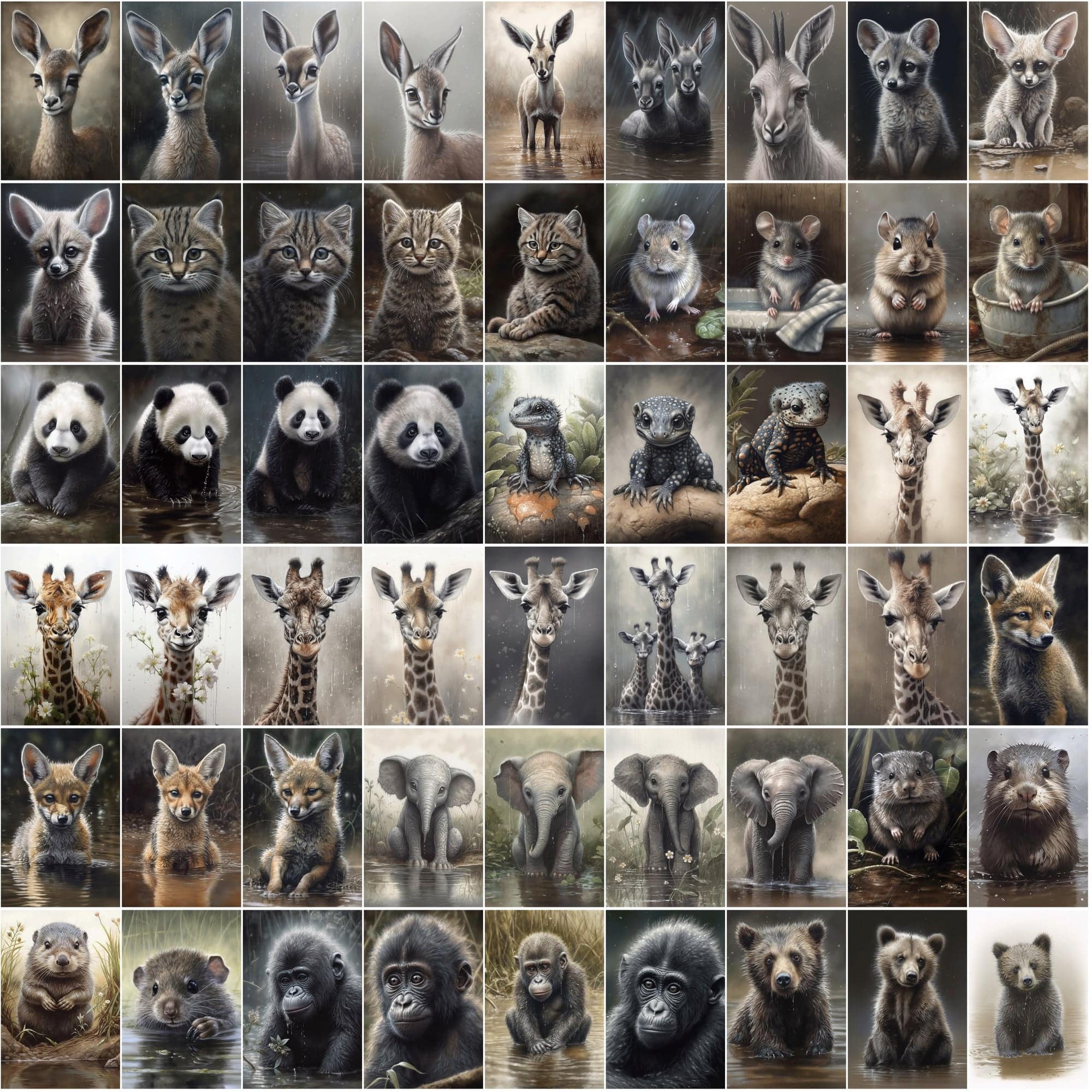 790 Animal Rain Photography - Colorful Wildlife Images with Commercial License Digital Download Sumobundle