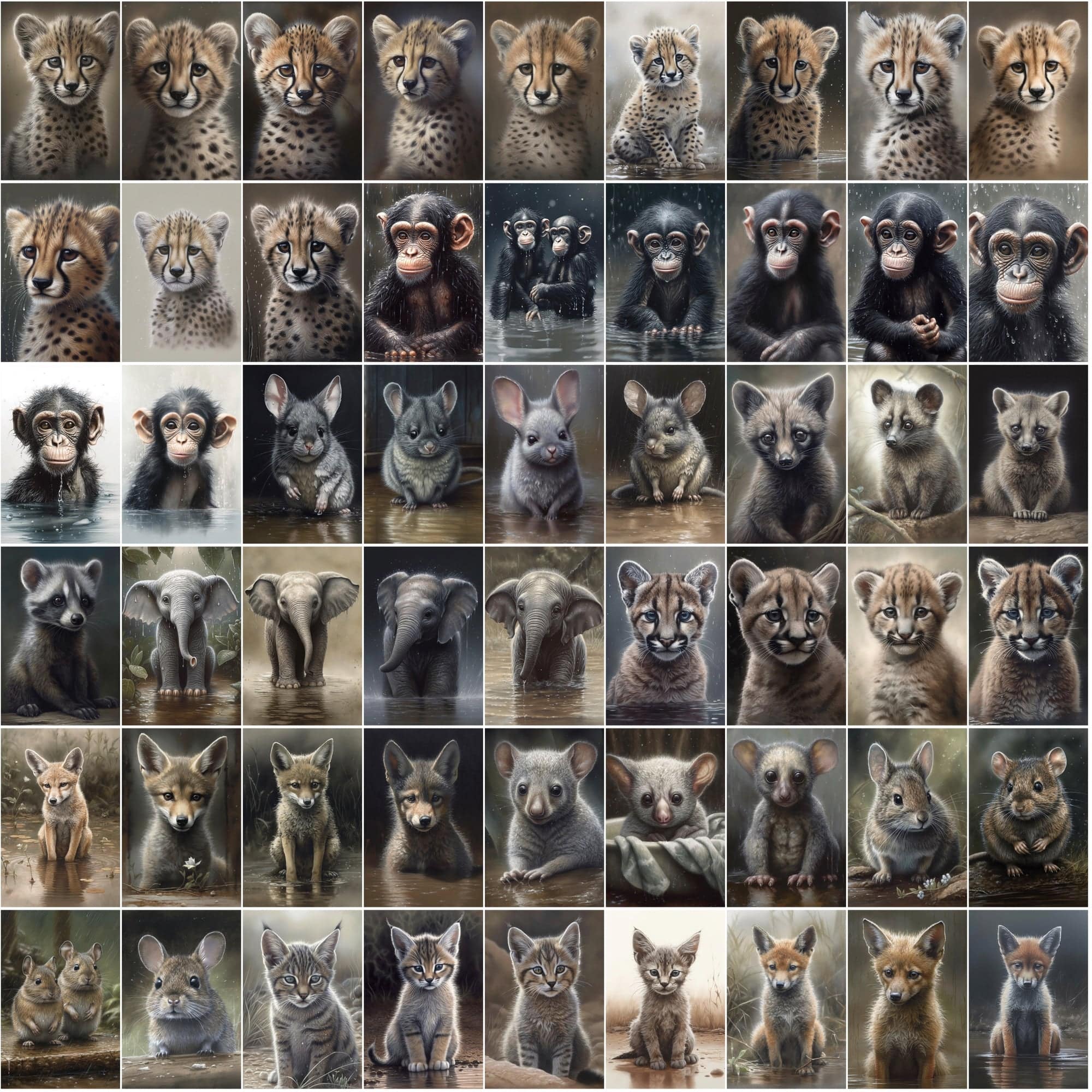 790 Animal Rain Photography - Colorful Wildlife Images with Commercial License Digital Download Sumobundle