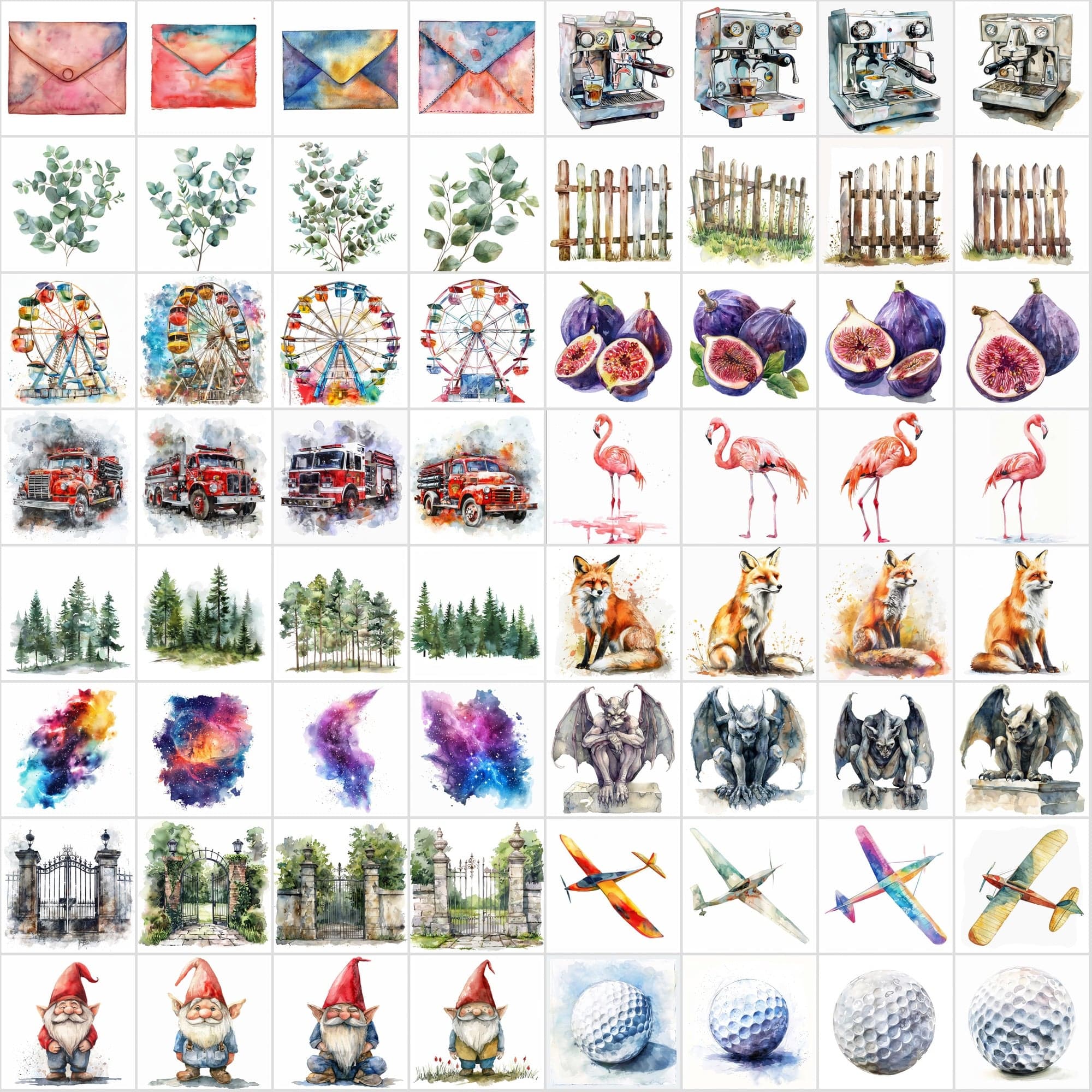 790 Colorful Digital Art Pieces - High-Resolution Watercolor Images Digital Download Sumobundle