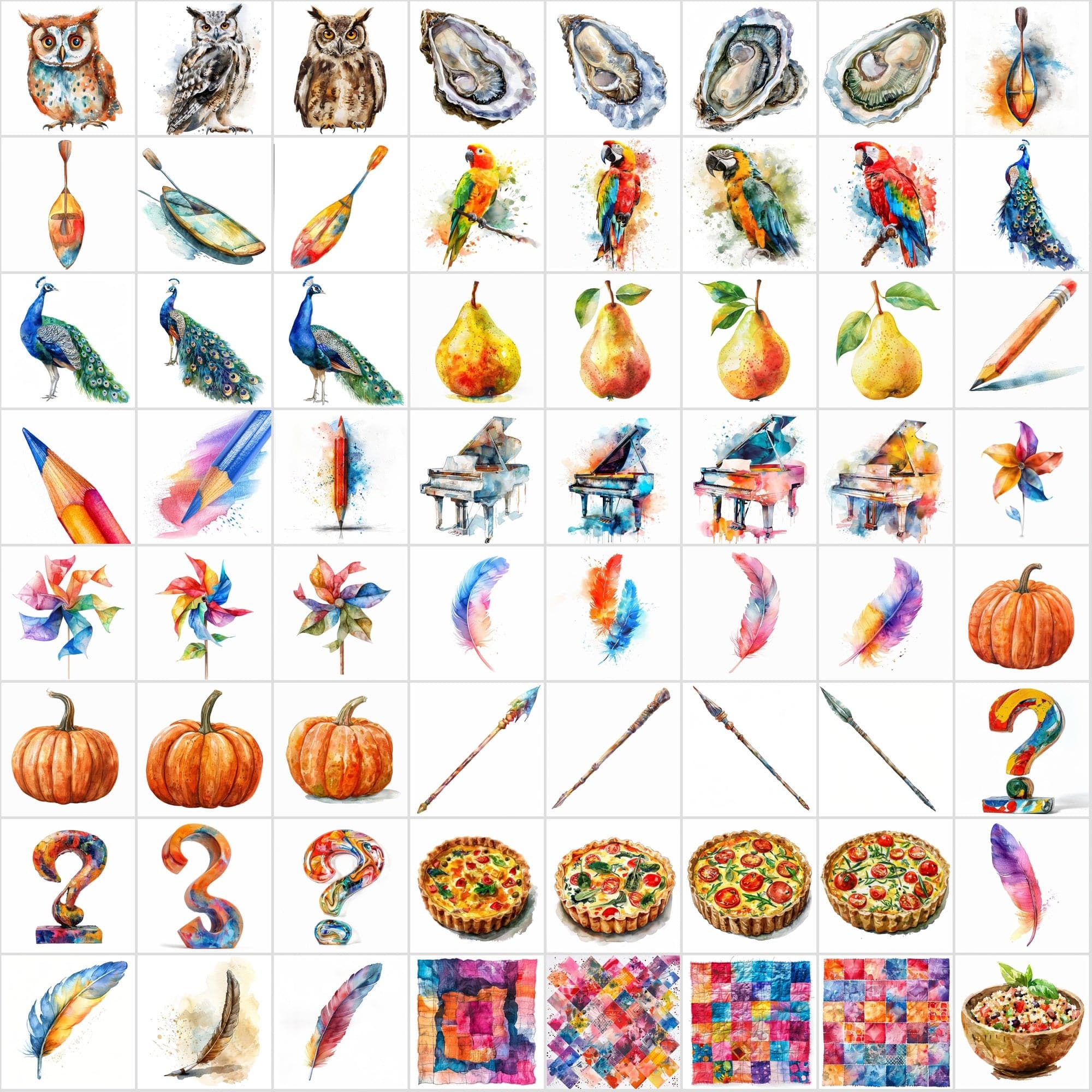 790 Colorful Digital Art Pieces - High-Resolution Watercolor Images Digital Download Sumobundle