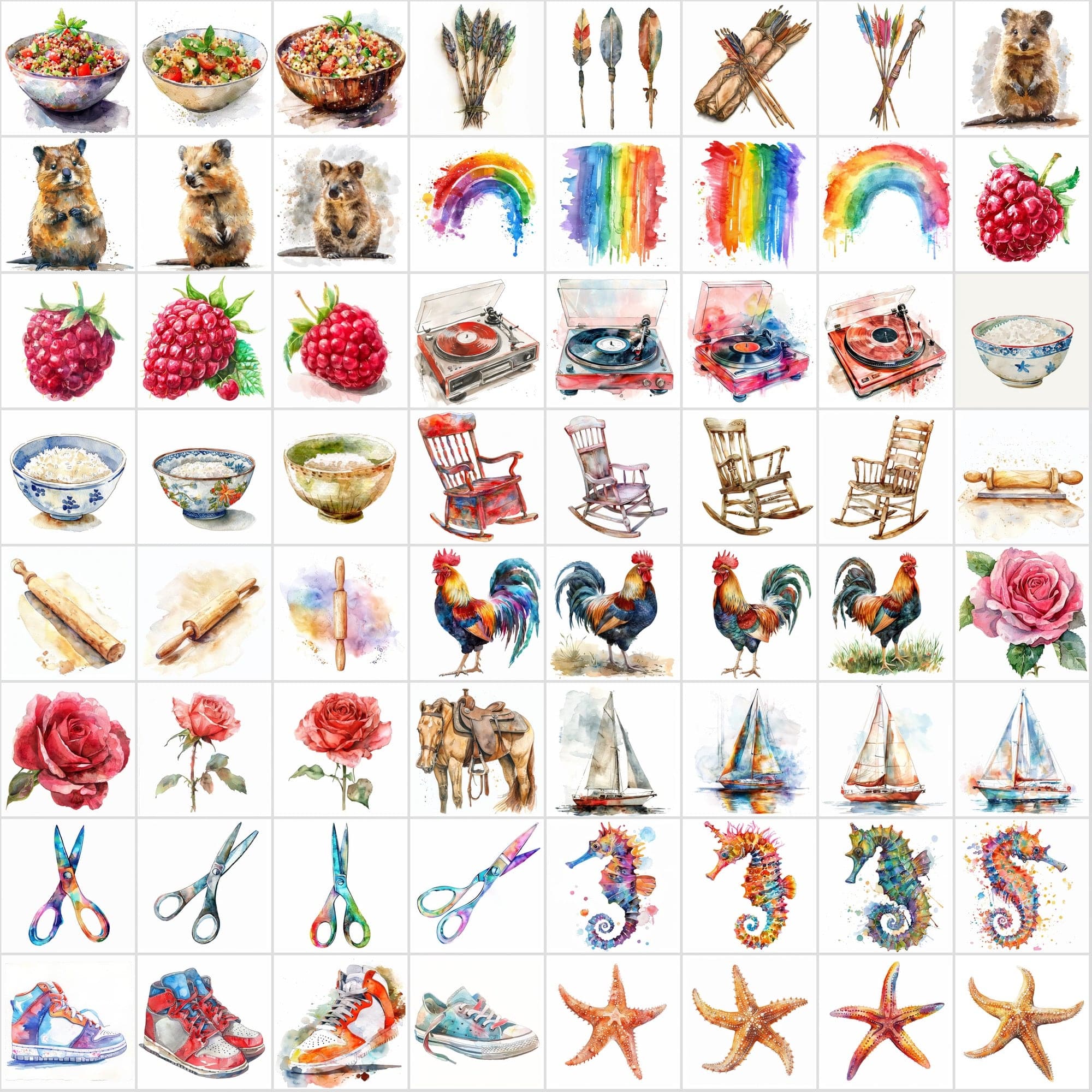 790 Colorful Digital Art Pieces - High-Resolution Watercolor Images Digital Download Sumobundle