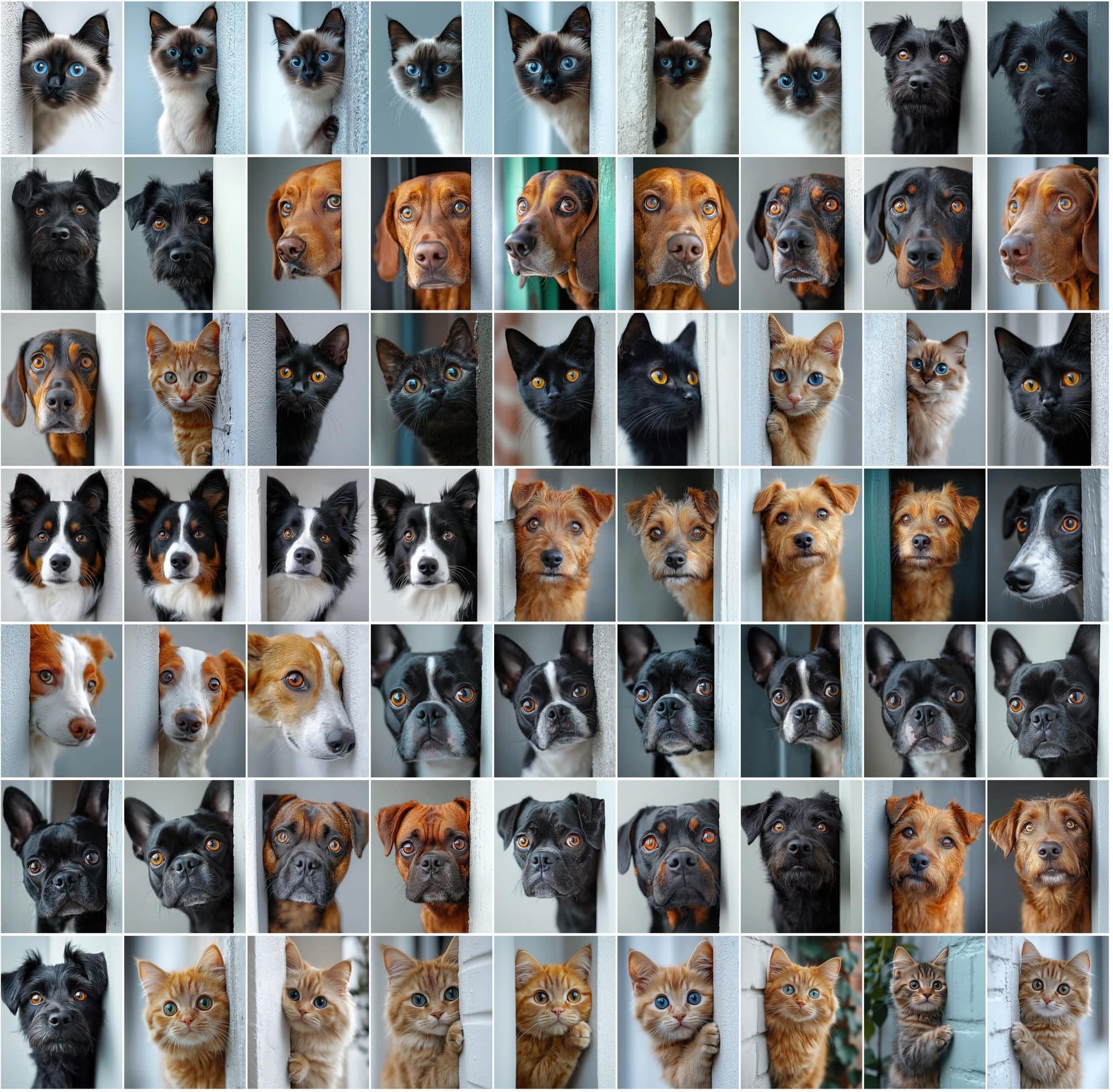 790 Peek-a-Boo Pet Images | Dogs & Cats Behind Walls Digital Download Sumobundle