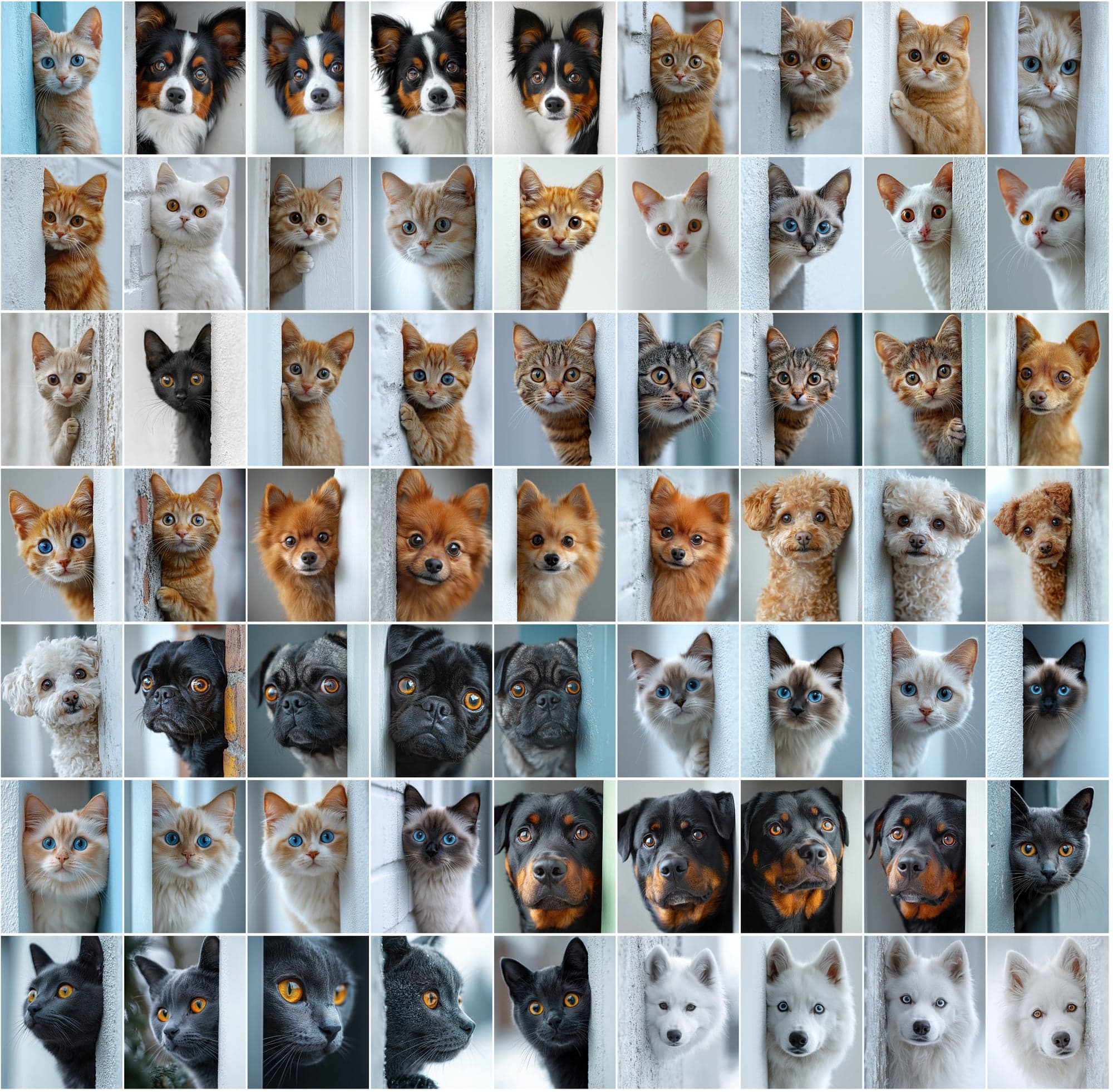 790 Peek-a-Boo Pet Images | Dogs & Cats Behind Walls Digital Download Sumobundle