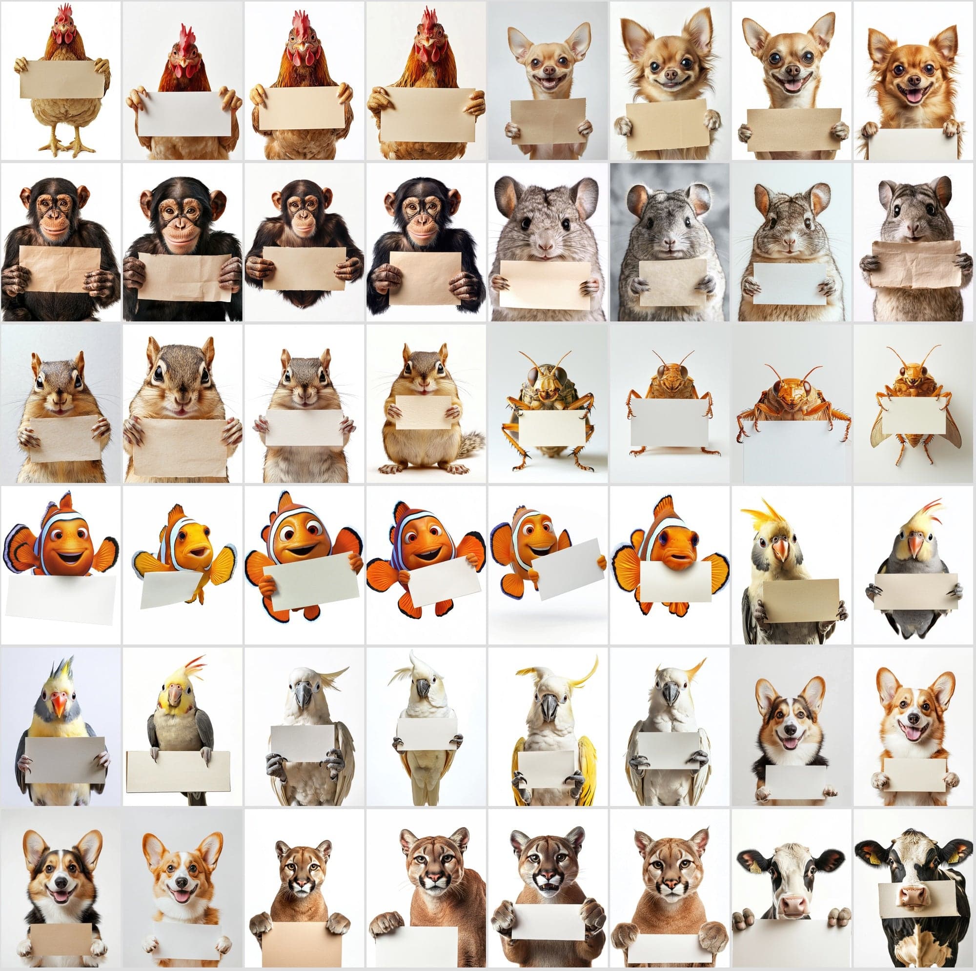 800 Adorable Animals with Signs: High-Res Commercial Use Image Digital Download Sumobundle