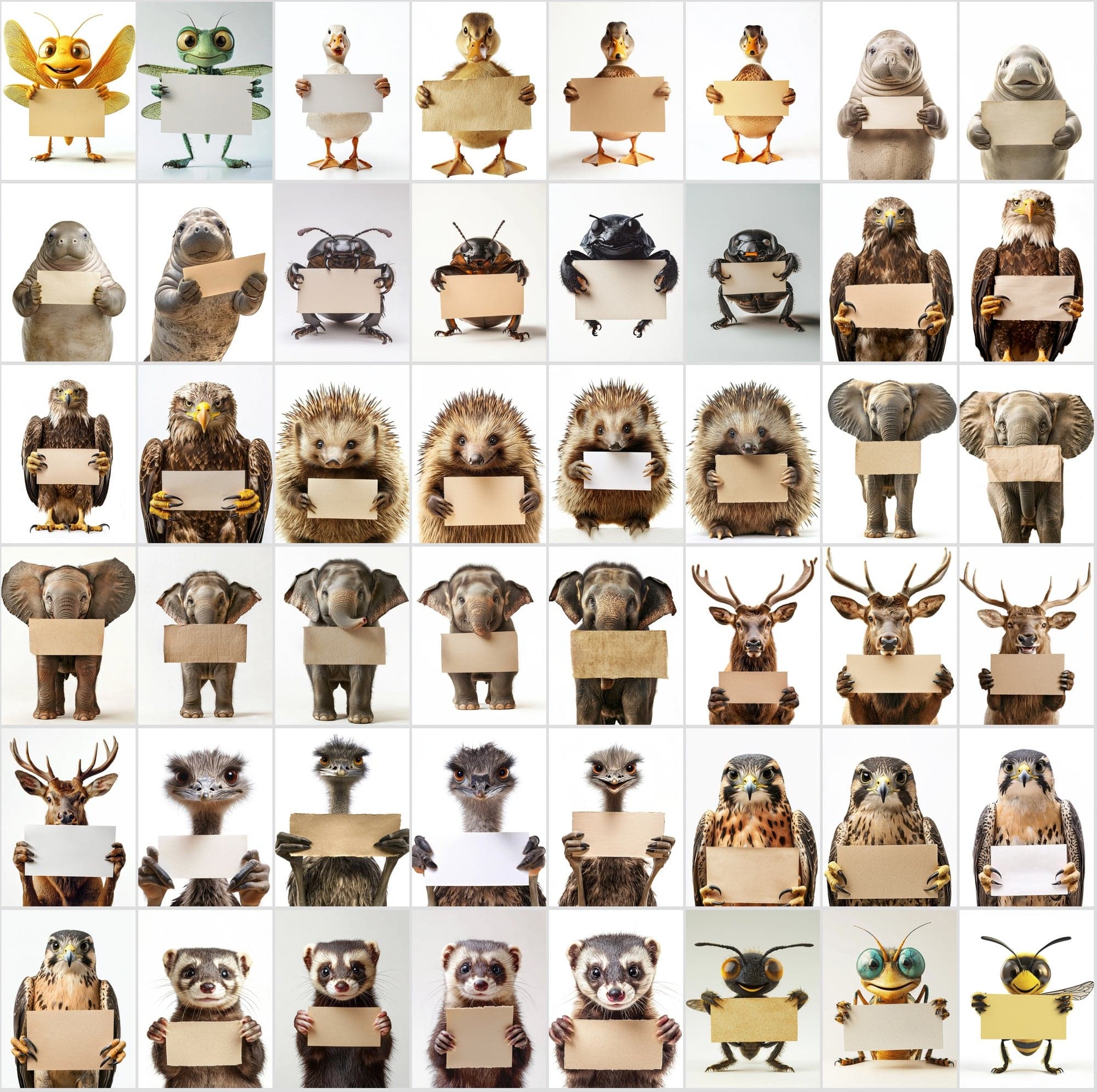 800 Adorable Animals with Signs: High-Res Commercial Use Image Digital Download Sumobundle