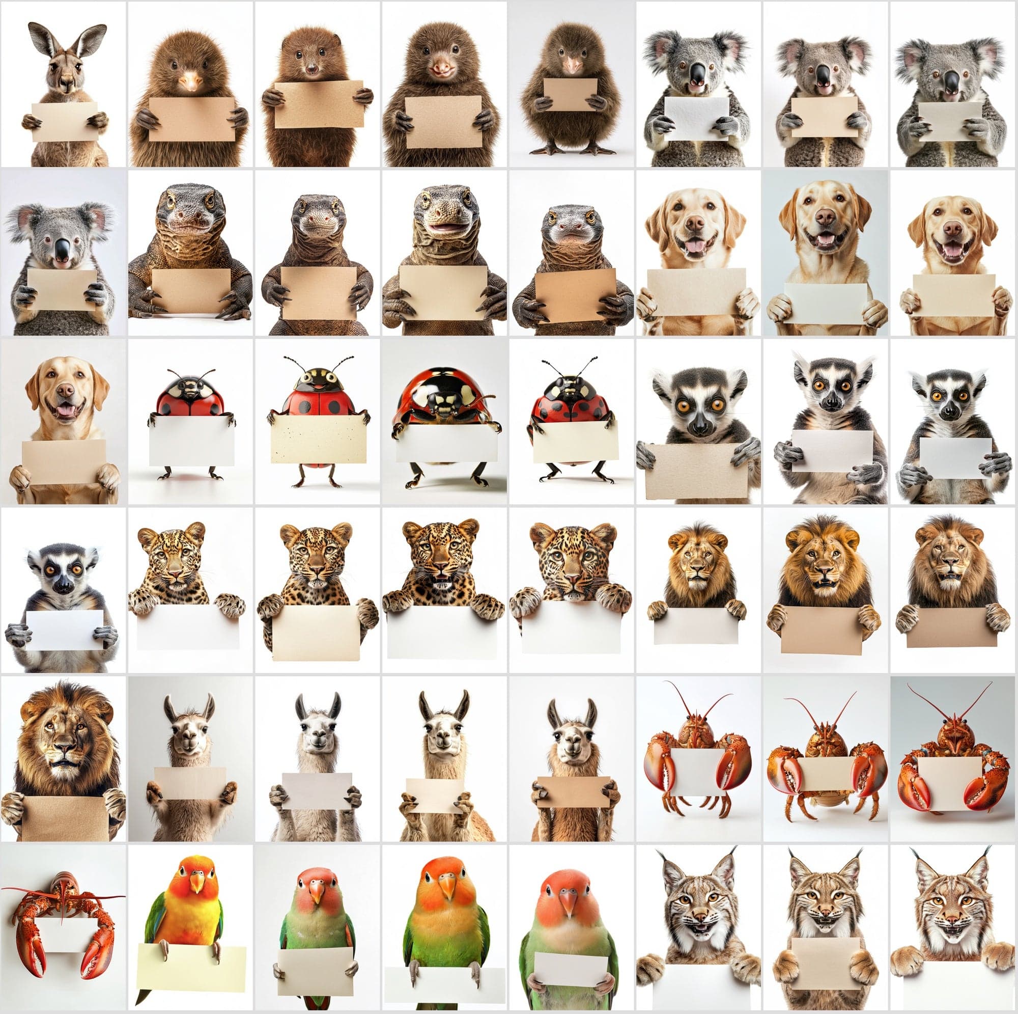 800 Adorable Animals with Signs: High-Res Commercial Use Image Digital Download Sumobundle