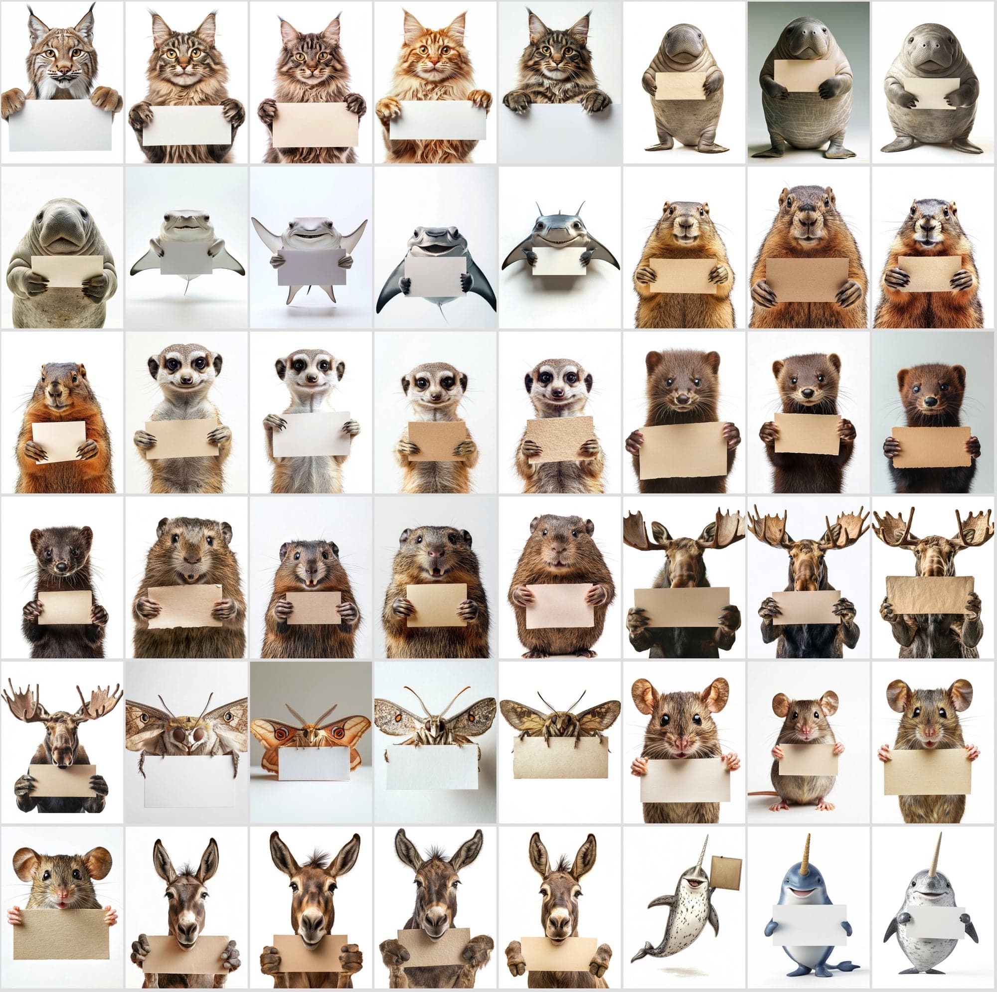 800 Adorable Animals with Signs: High-Res Commercial Use Image Digital Download Sumobundle