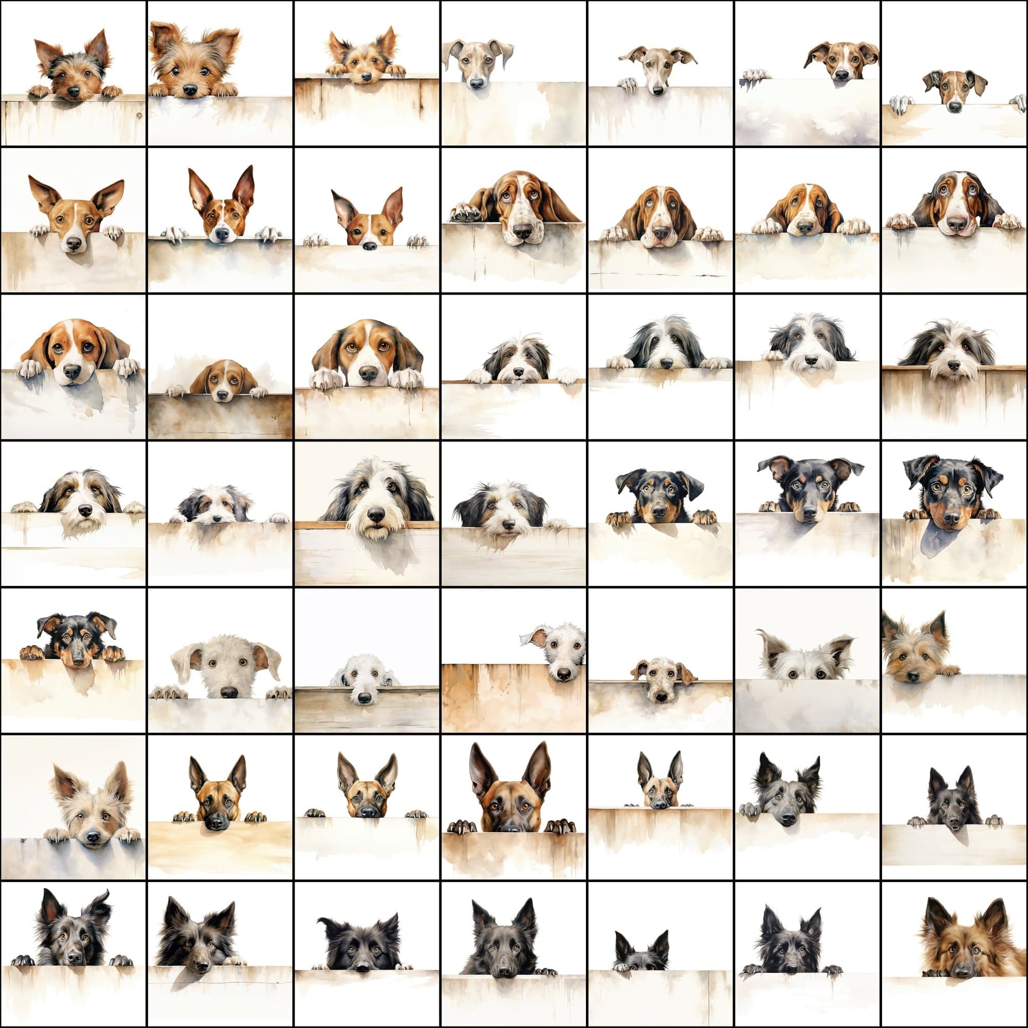 800 Peek-a-Boo Pup Images: High-Resolution Dog Photos with Commercial License Digital Download Sumobundle