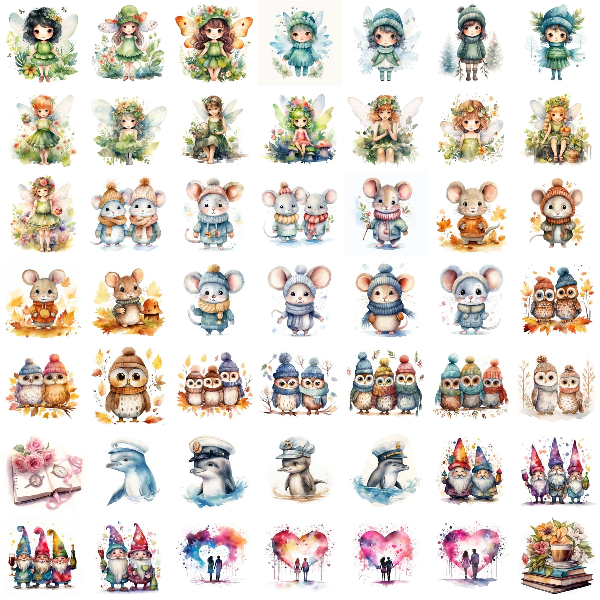 825 Colorful Watercolor Illustrations - Commercial License Included Digital Download Sumobundle