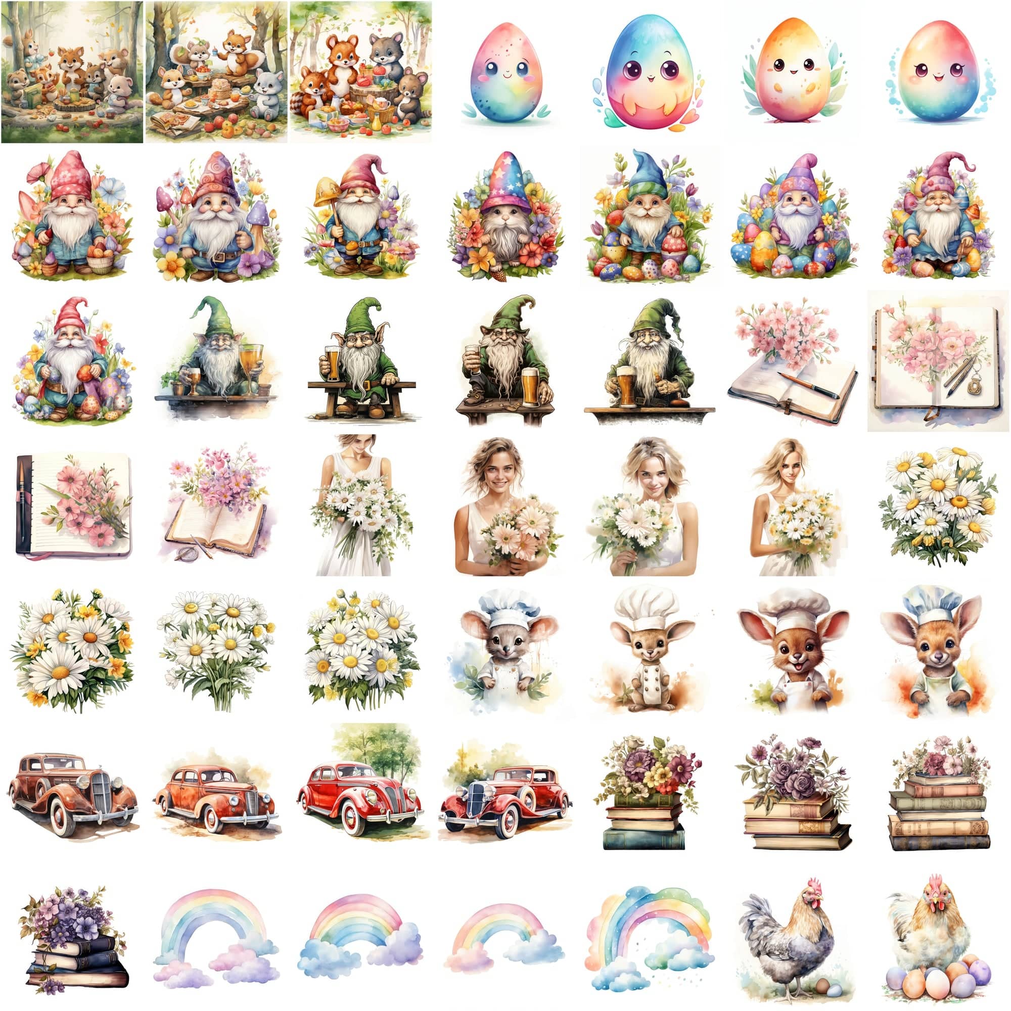 825 Colorful Watercolor Illustrations - Commercial License Included Digital Download Sumobundle