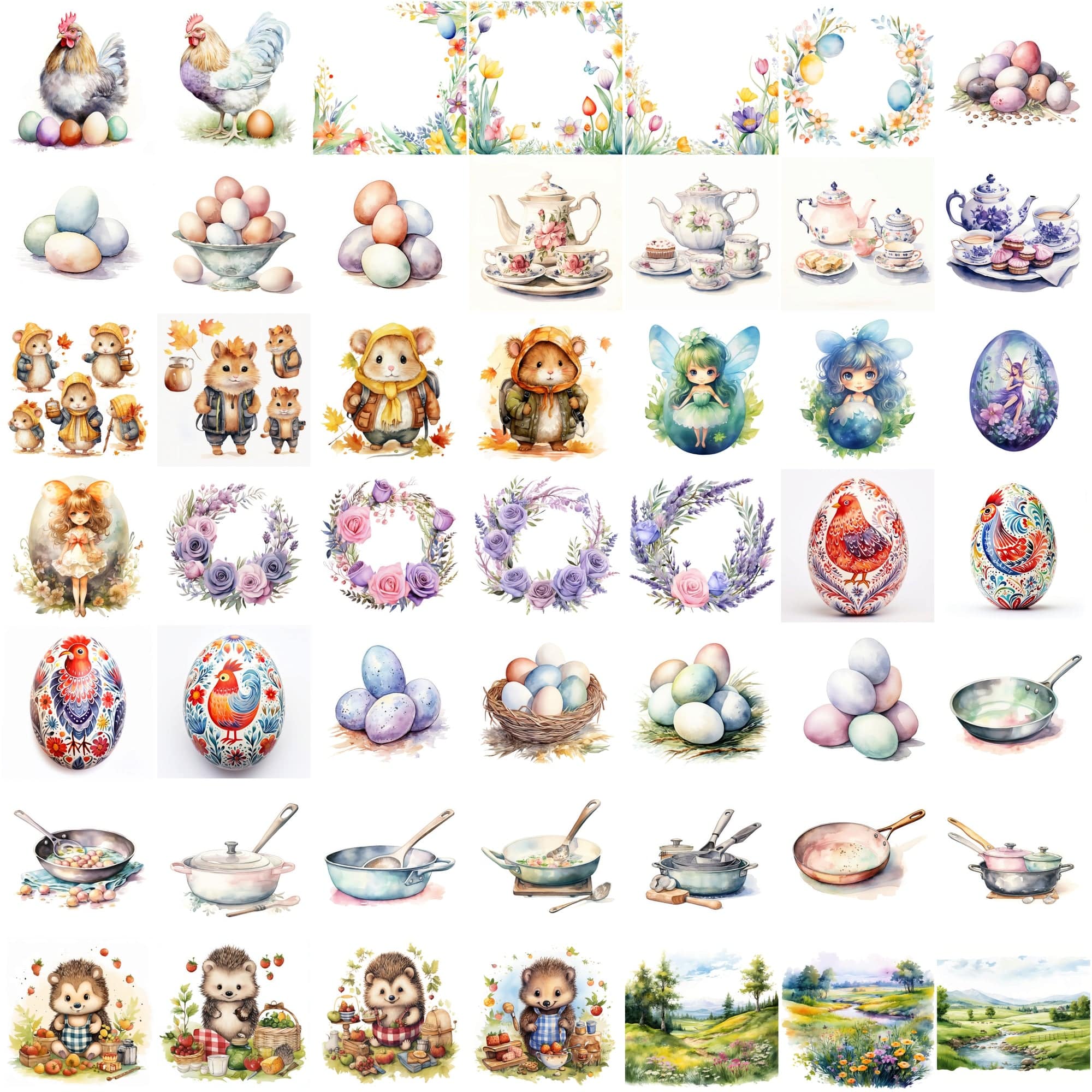 825 Colorful Watercolor Illustrations - Commercial License Included Digital Download Sumobundle