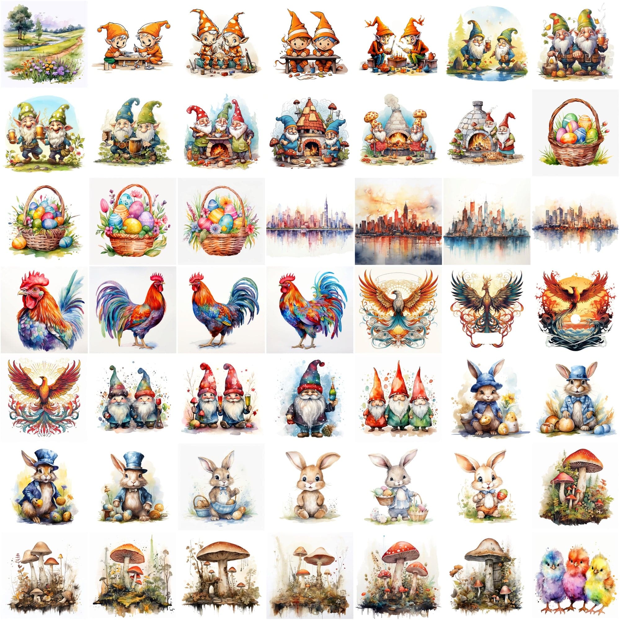 825 Colorful Watercolor Illustrations - Commercial License Included Digital Download Sumobundle