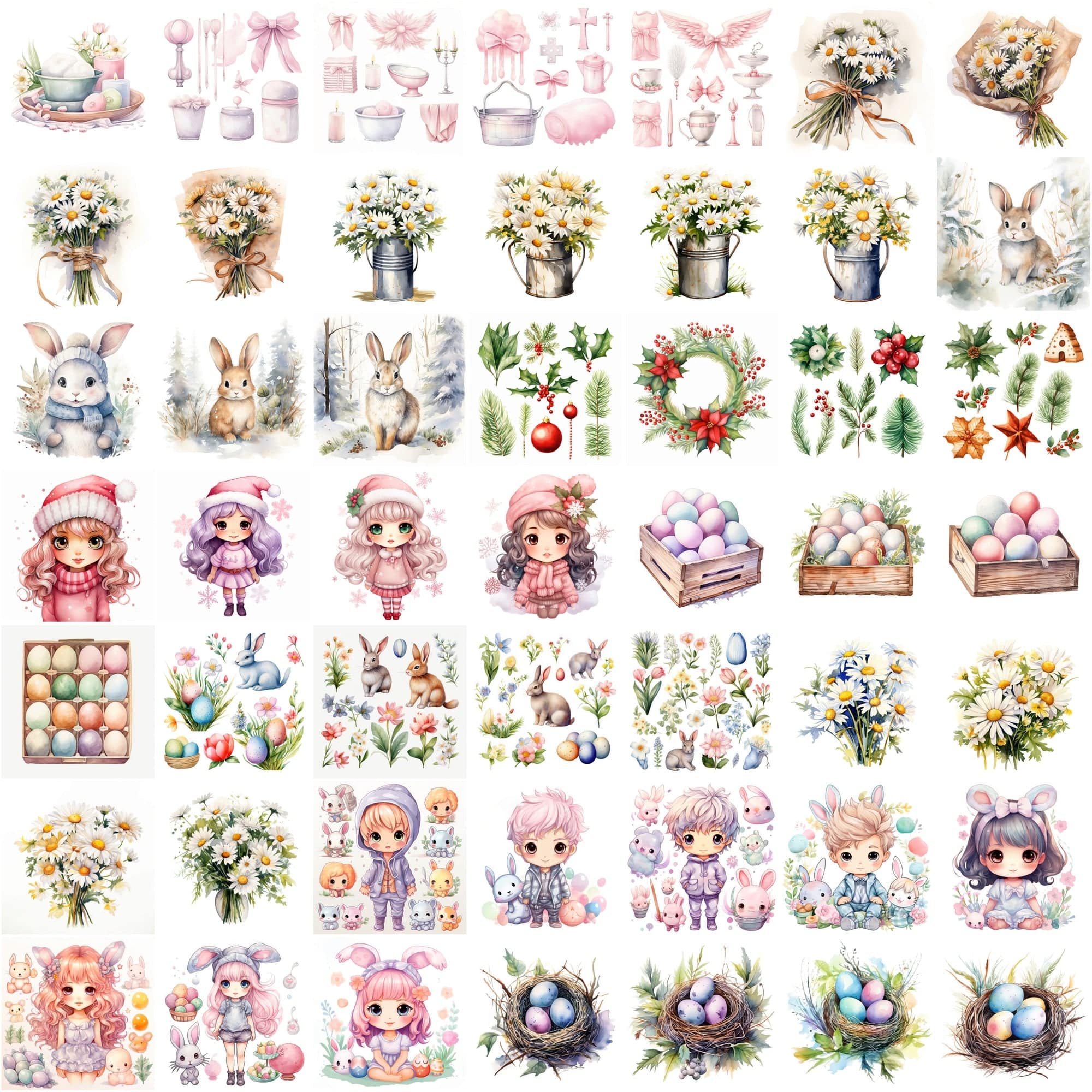 825 Colorful Watercolor Illustrations - Commercial License Included Digital Download Sumobundle