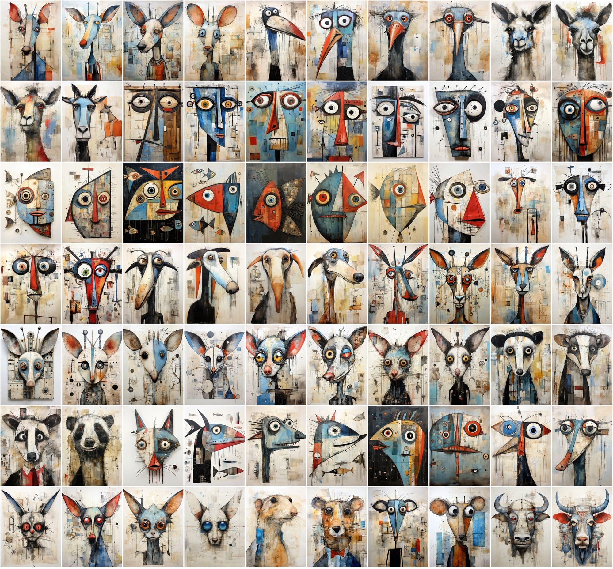 840 Animal Canvas Art Collection: Vibrant, Unique, and Ready for Print-on-Demand! Digital Download Sumobundle