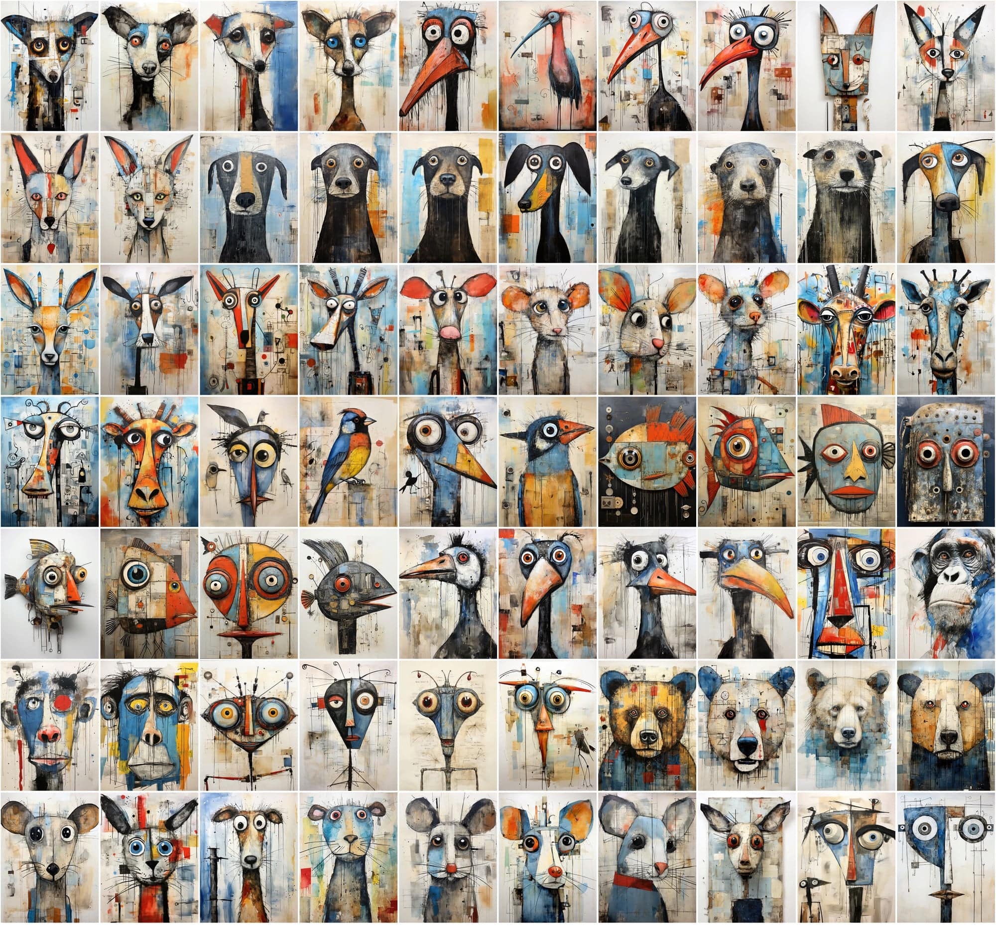 840 Animal Canvas Art Collection: Vibrant, Unique, and Ready for Print-on-Demand! Digital Download Sumobundle