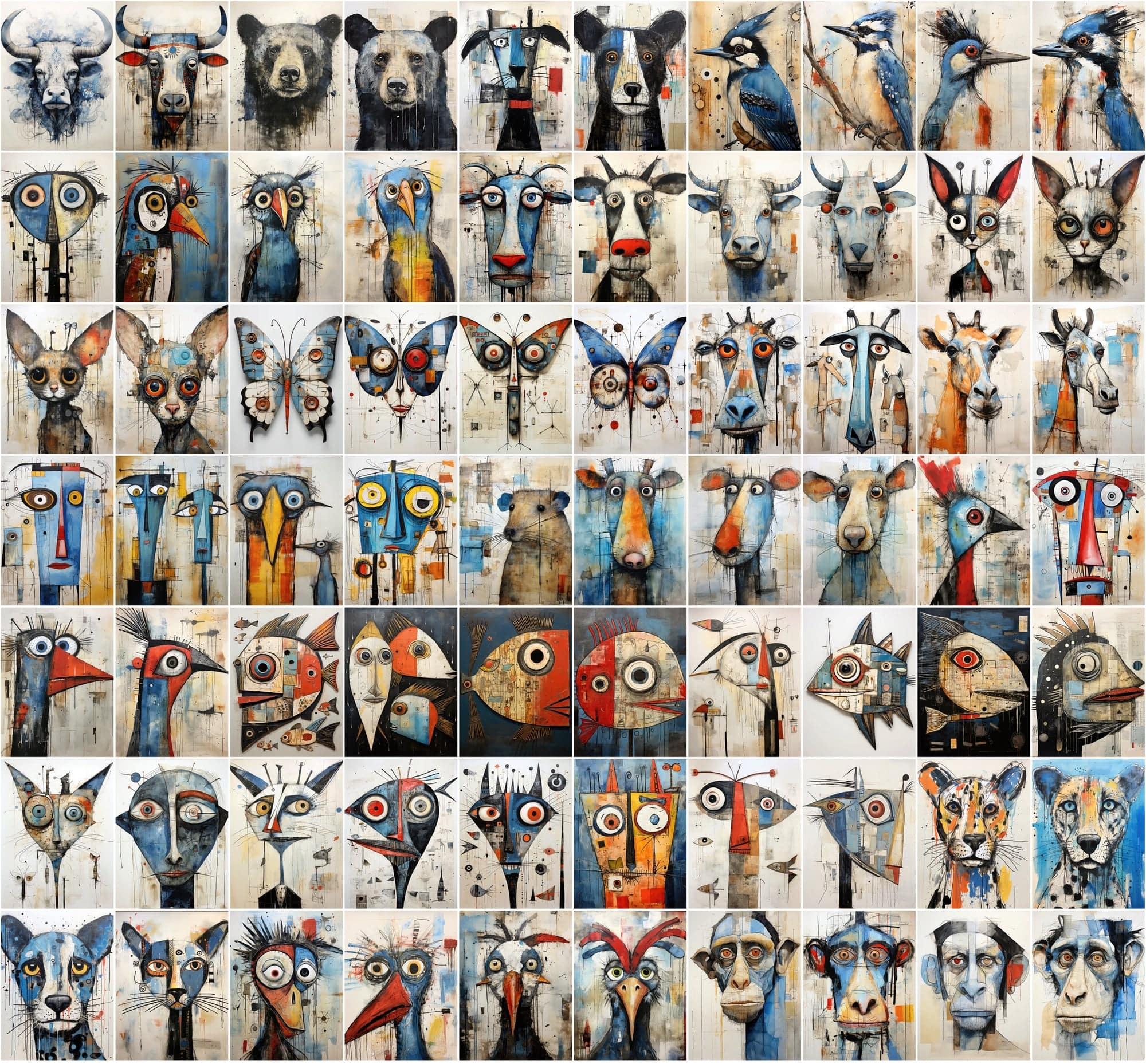 840 Animal Canvas Art Collection: Vibrant, Unique, and Ready for Print-on-Demand! Digital Download Sumobundle