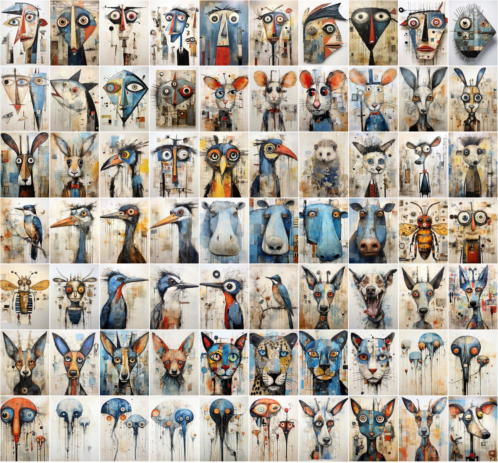 840 Animal Canvas Art Collection: Vibrant, Unique, and Ready for Print-on-Demand! Digital Download Sumobundle
