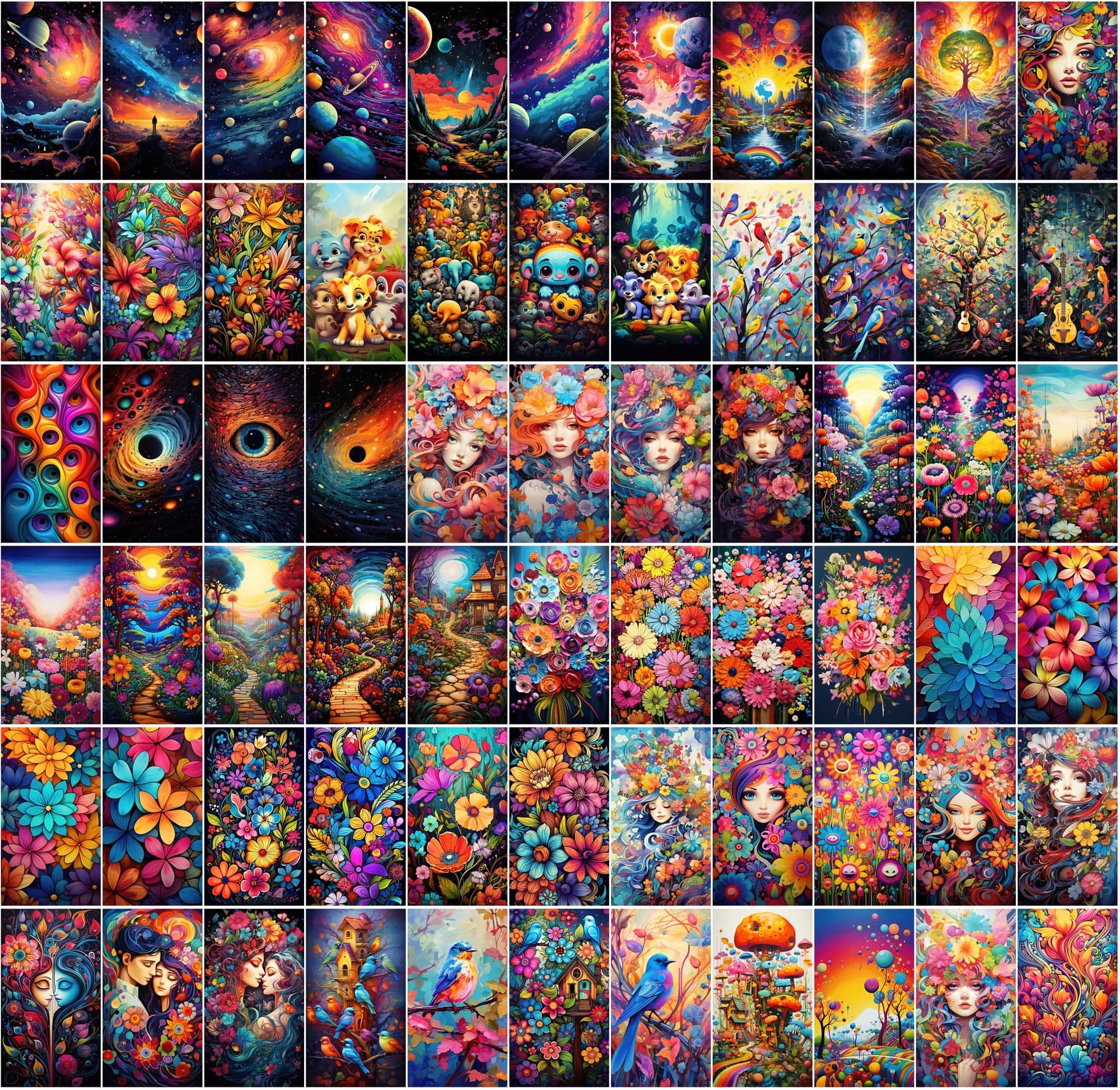 860+ Colorful PNG Poster Images: Astral, Celestial, Blossoms, Alien Worlds, Space Exploration, and More - High Resolution, Commercial License Included Digital Download Sumobundle