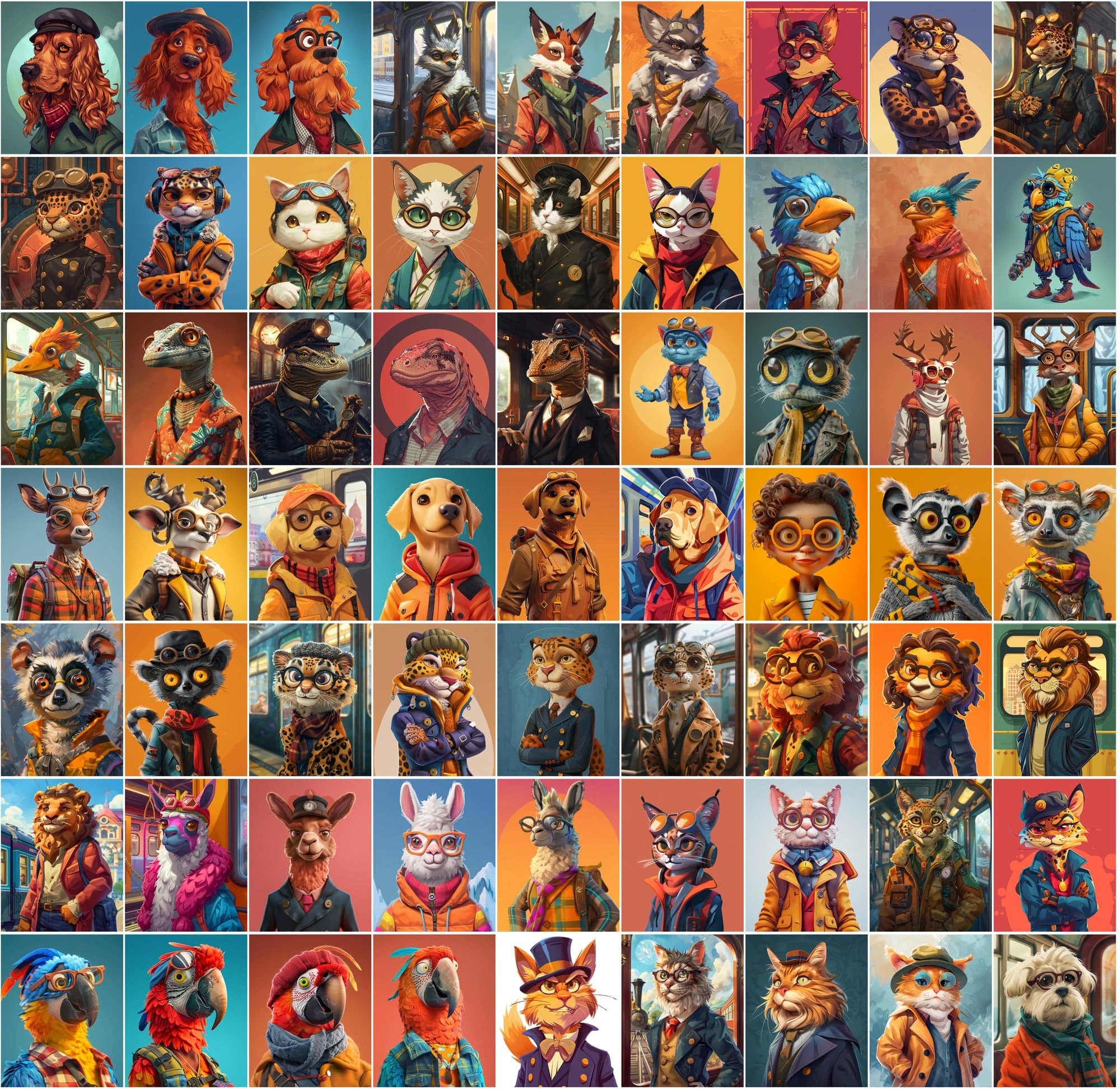890 Colorful Cartoon Animals and 110 People Images Digital Download Sumobundle