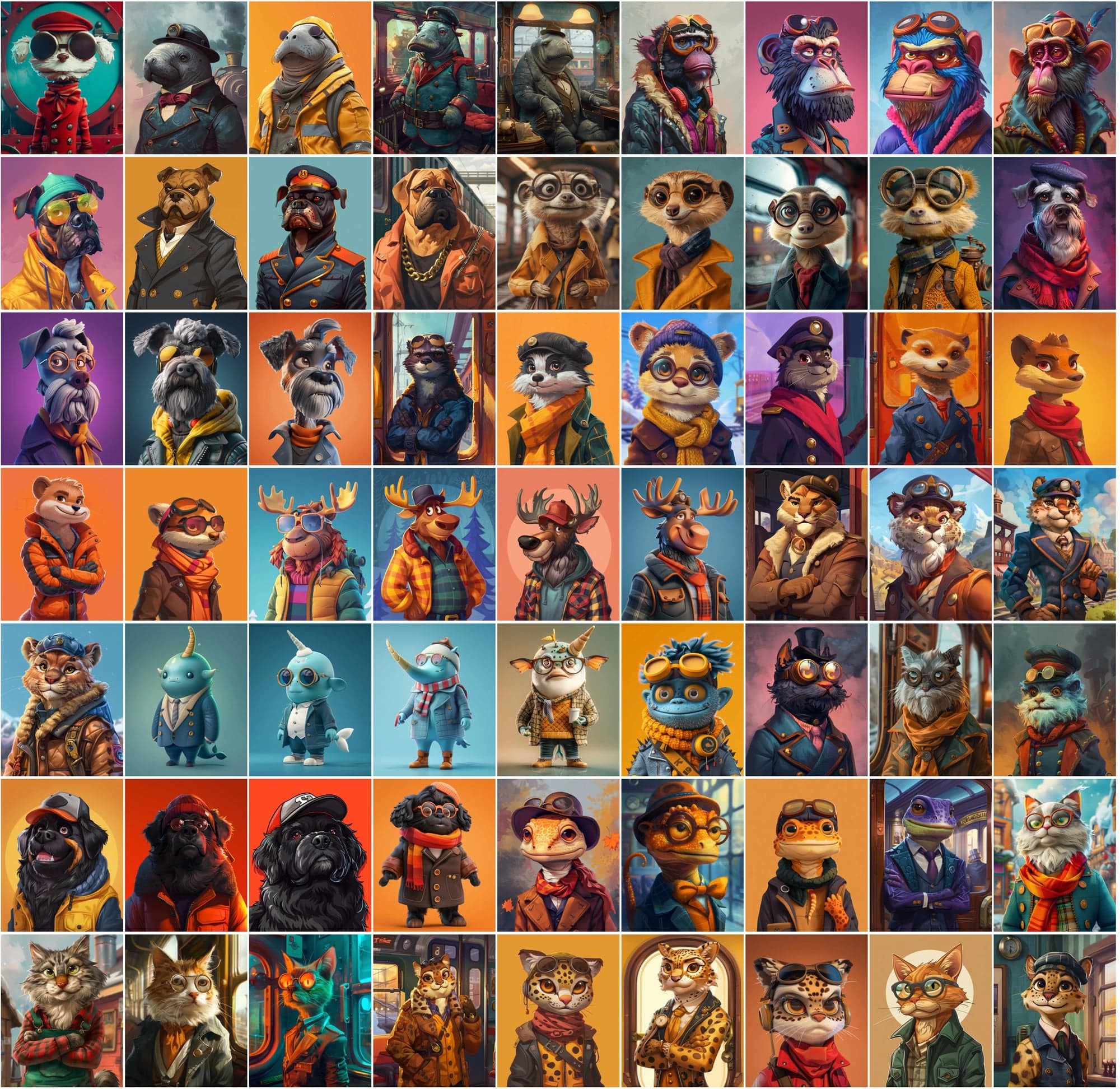 890 Colorful Cartoon Animals and 110 People Images Digital Download Sumobundle