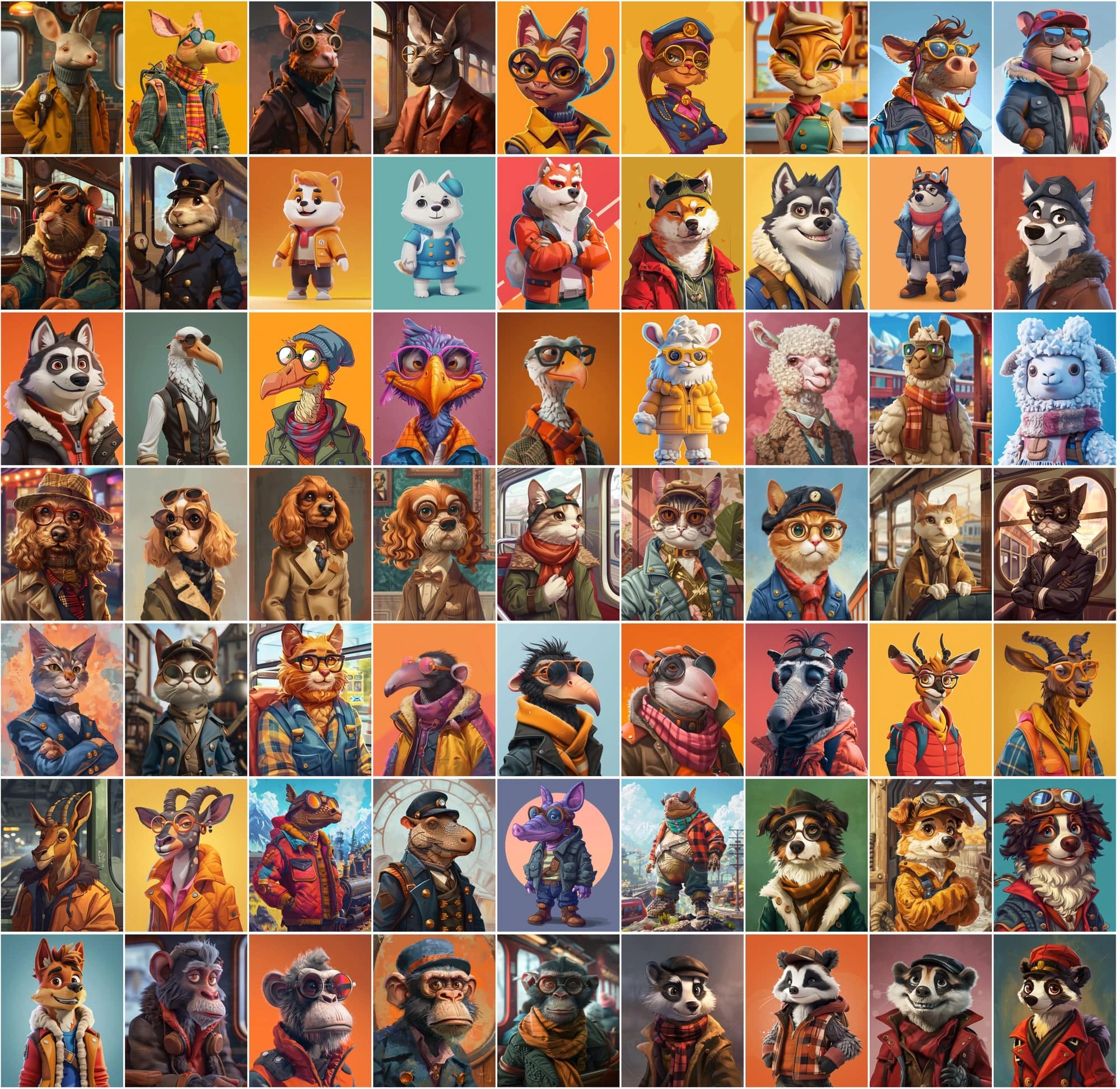 890 Colorful Cartoon Animals and 110 People Images Digital Download Sumobundle