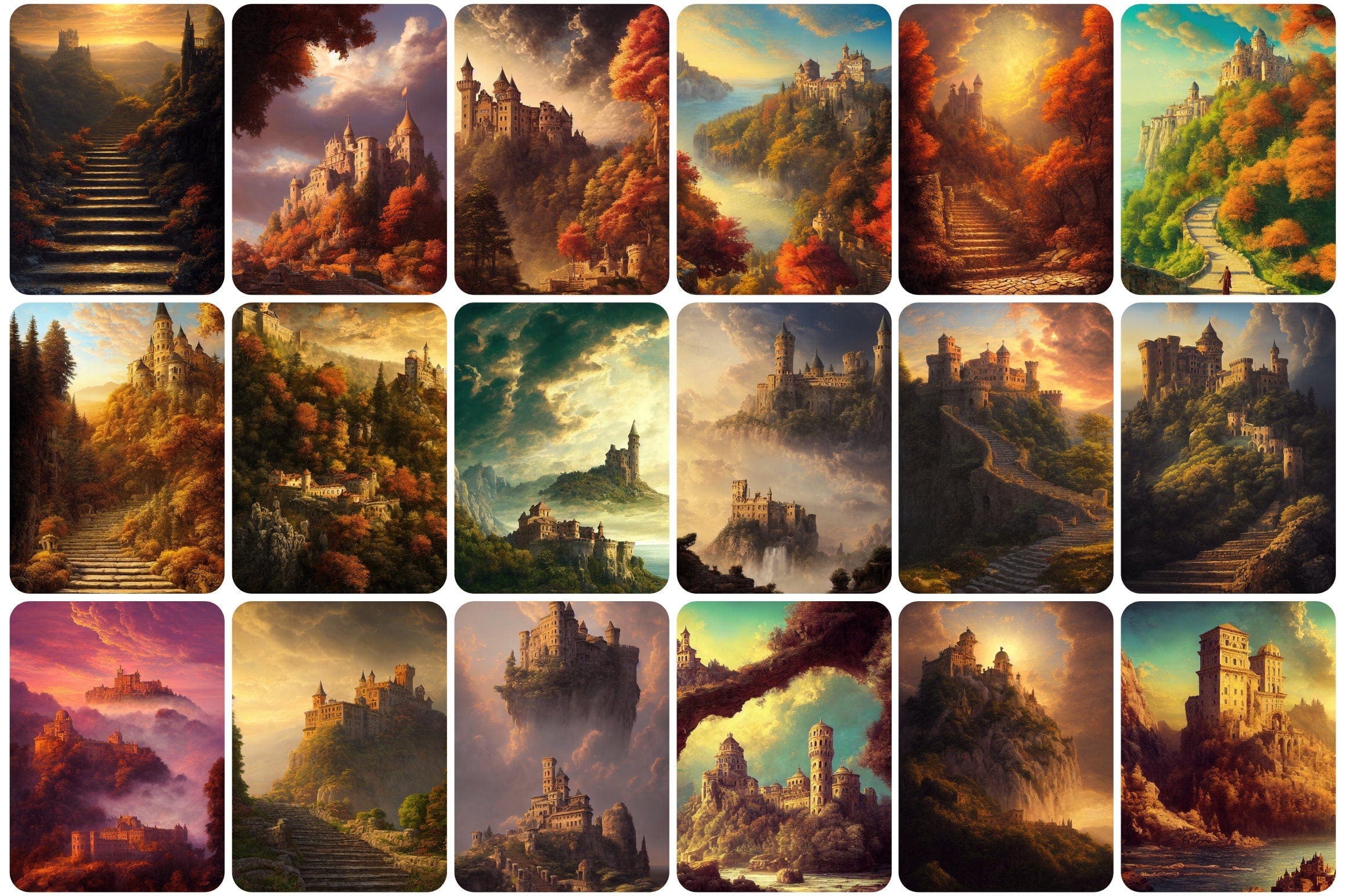 90 Unique Surreal Castle Images - Perfect for Home Decor, Graphic Design, and Fantasy Art - A Spectacular Collection of Dreamlike Castles Digital Download Sumobundle