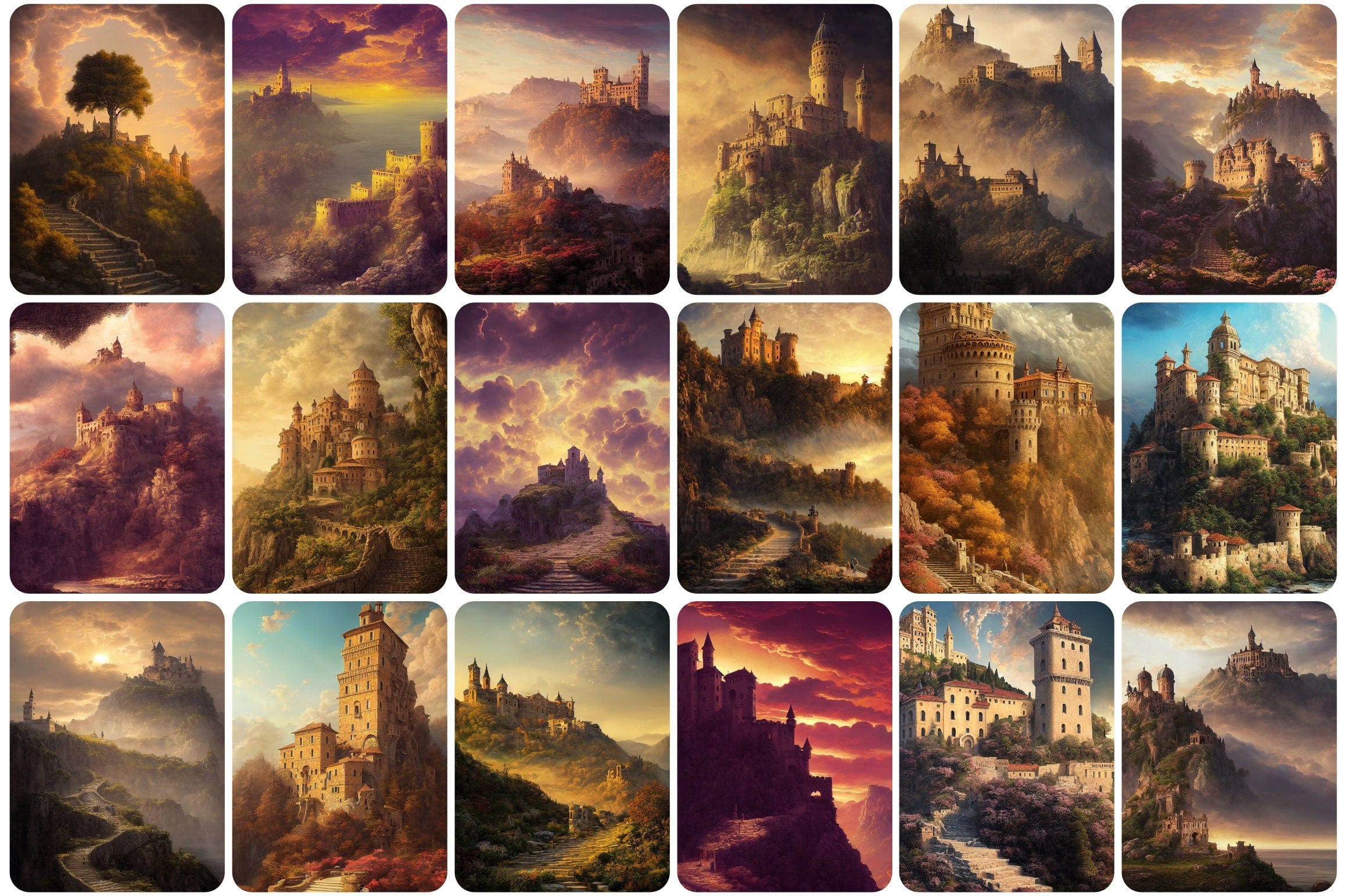 90 Unique Surreal Castle Images - Perfect for Home Decor, Graphic Design, and Fantasy Art - A Spectacular Collection of Dreamlike Castles Digital Download Sumobundle