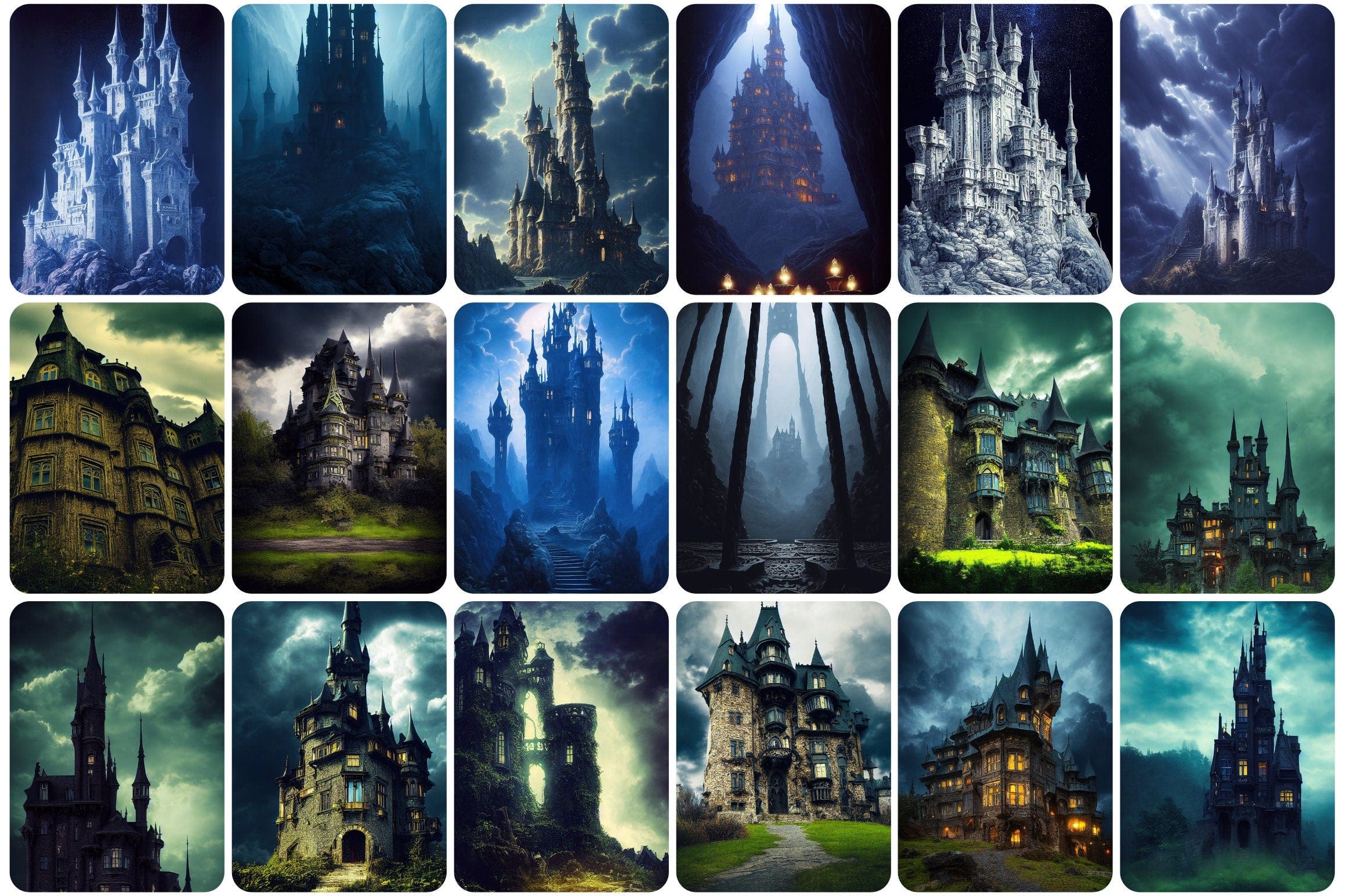 90 Unique Surreal Castle Images - Perfect for Home Decor, Graphic Design, and Fantasy Art - A Spectacular Collection of Dreamlike Castles Digital Download Sumobundle