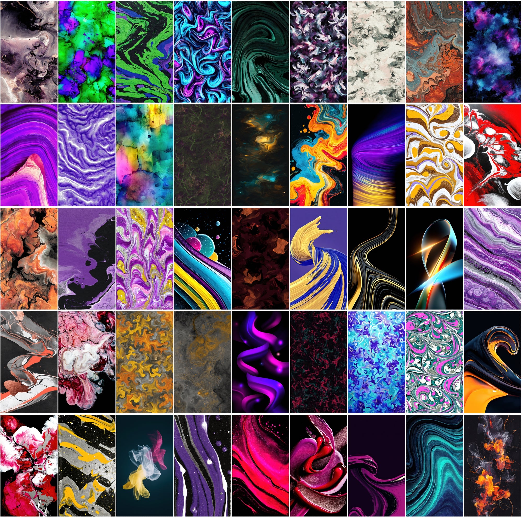 550 Abstract Dark Liquid Paint Backgrounds Bundle | Swirling Fluid Art