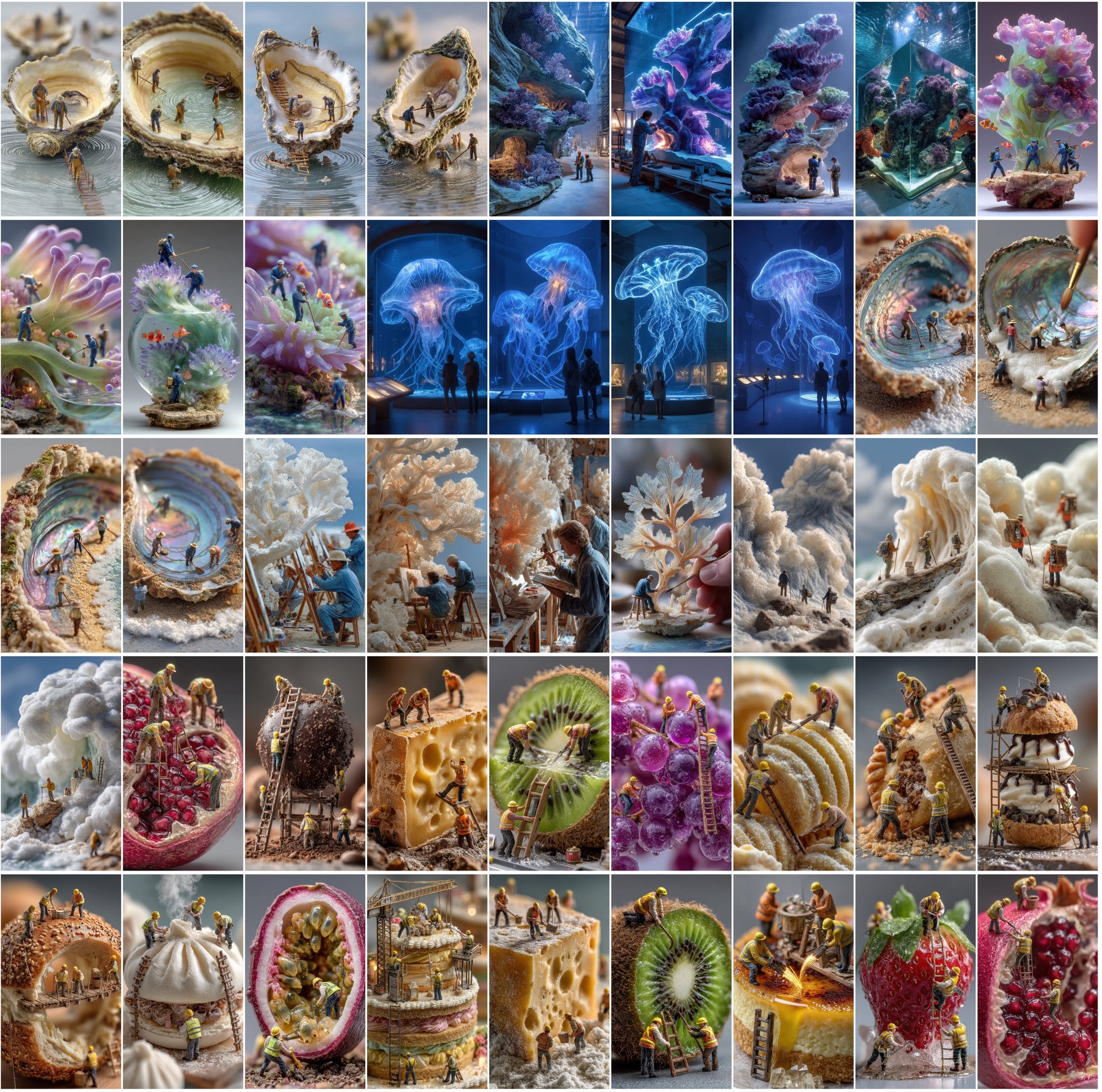 555 Miniature People Image Bundle, Hyper-Realistic Art, Tiny People Clipart, Commercial Use,