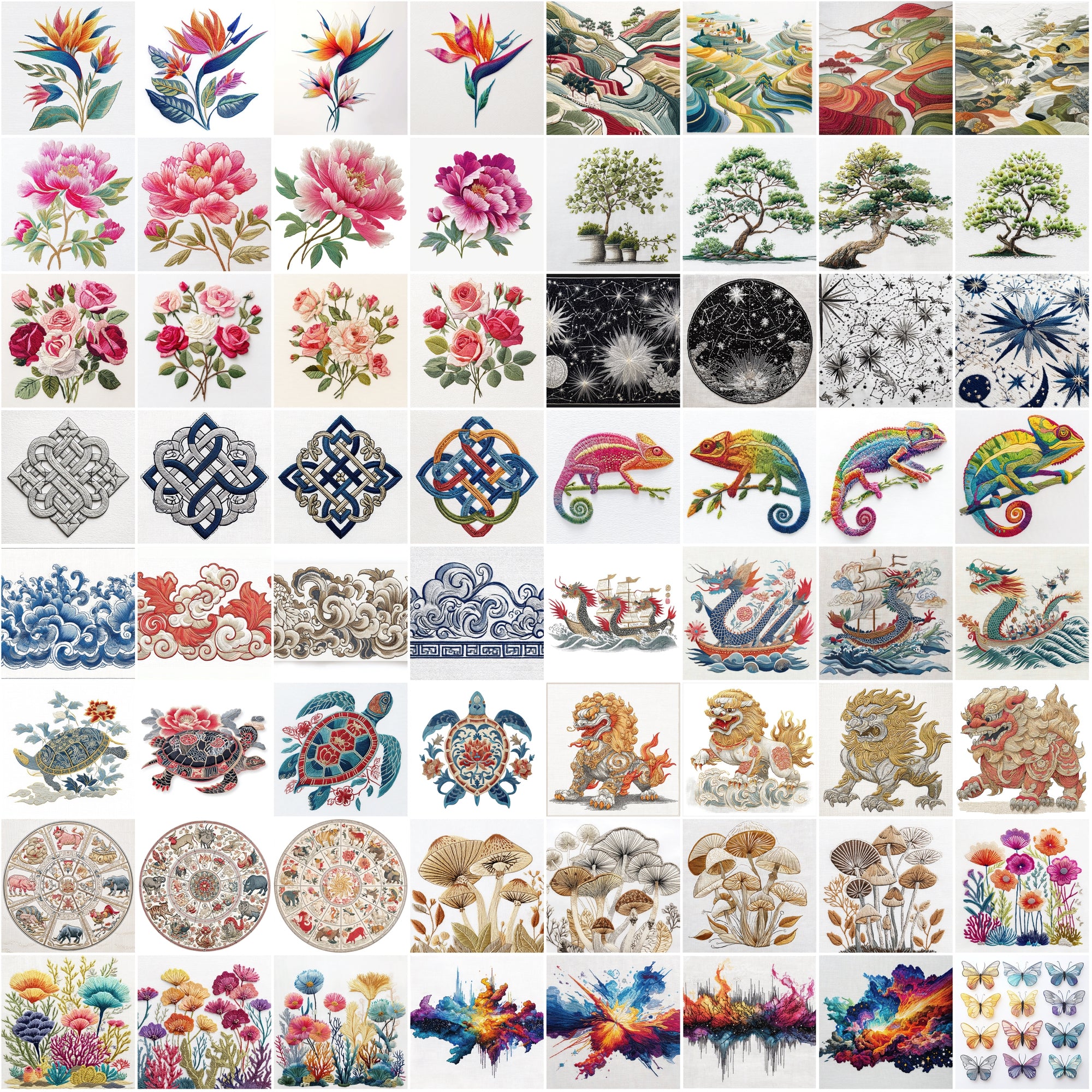 550 High-Resolution Embroidery Design Images | 3D Effect Collection