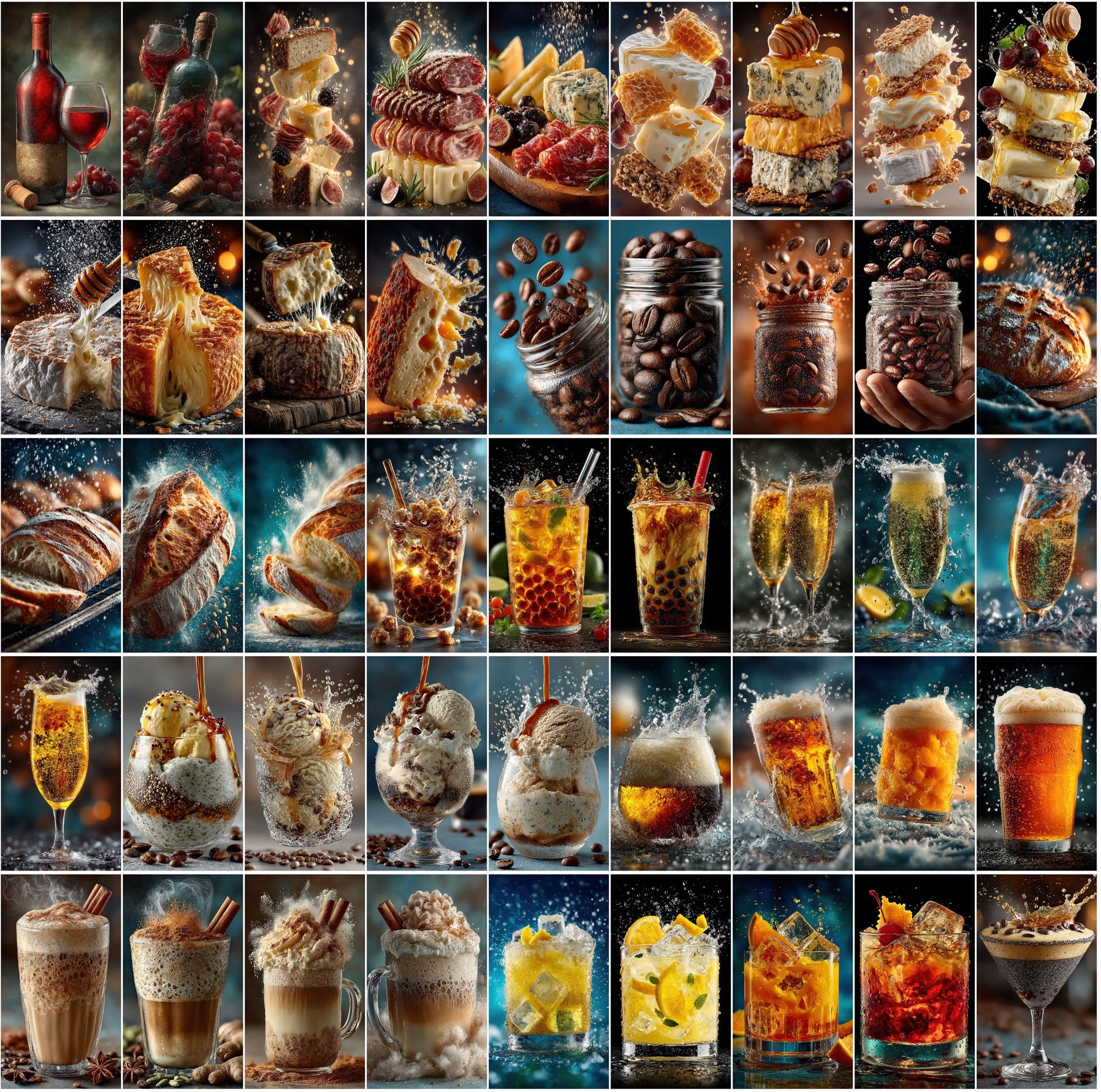 510 Floating Food Images – Hyper-Realistic, Cinematic JPG Collection with Commercial License