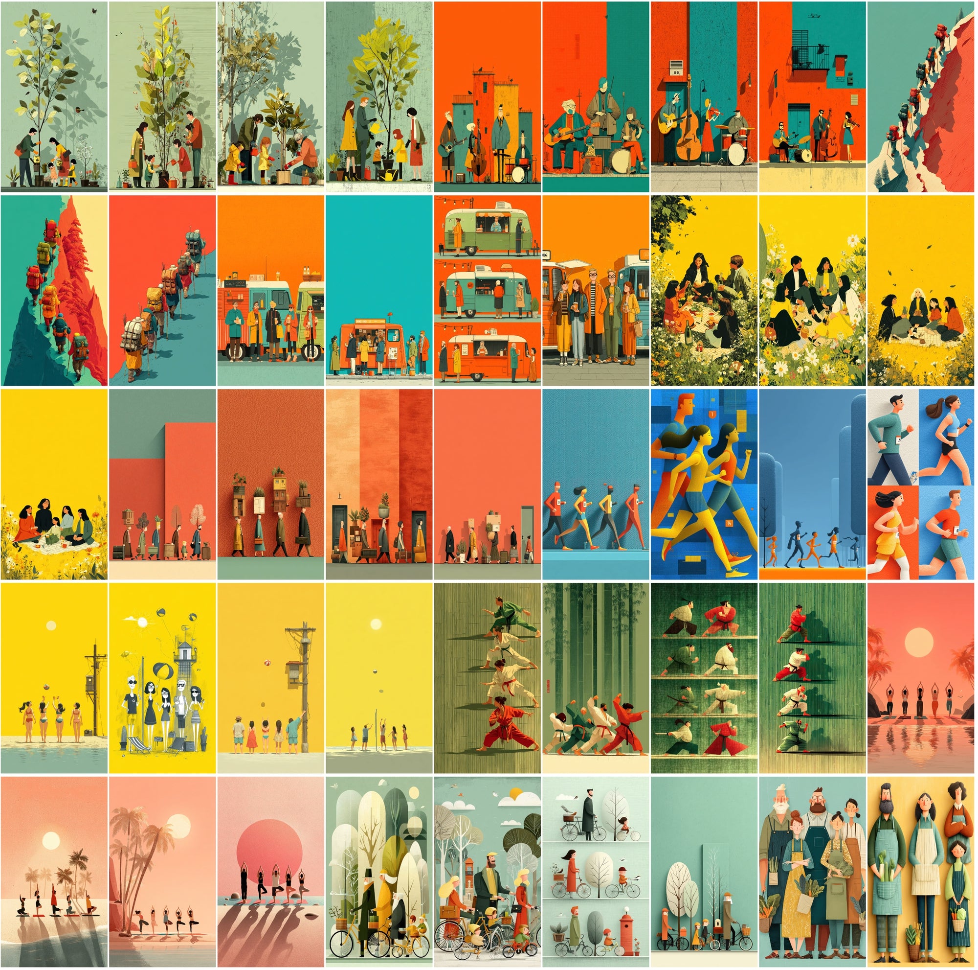 555 Flat Style Illustrations Bundle | High-Res JPGs with Commercial License