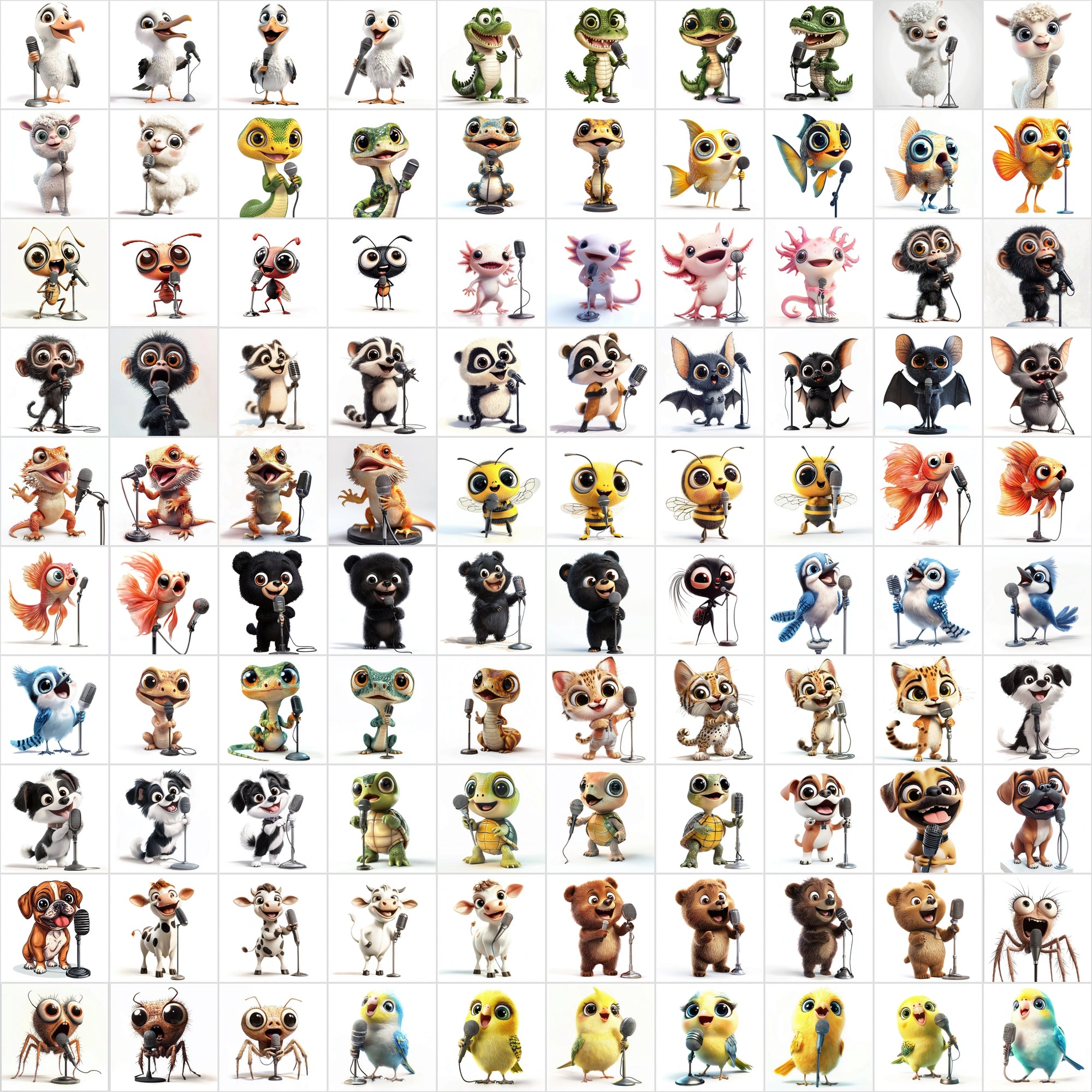 1000 High-Resolution Animal Images Holding Microphones – Commercial License Included!