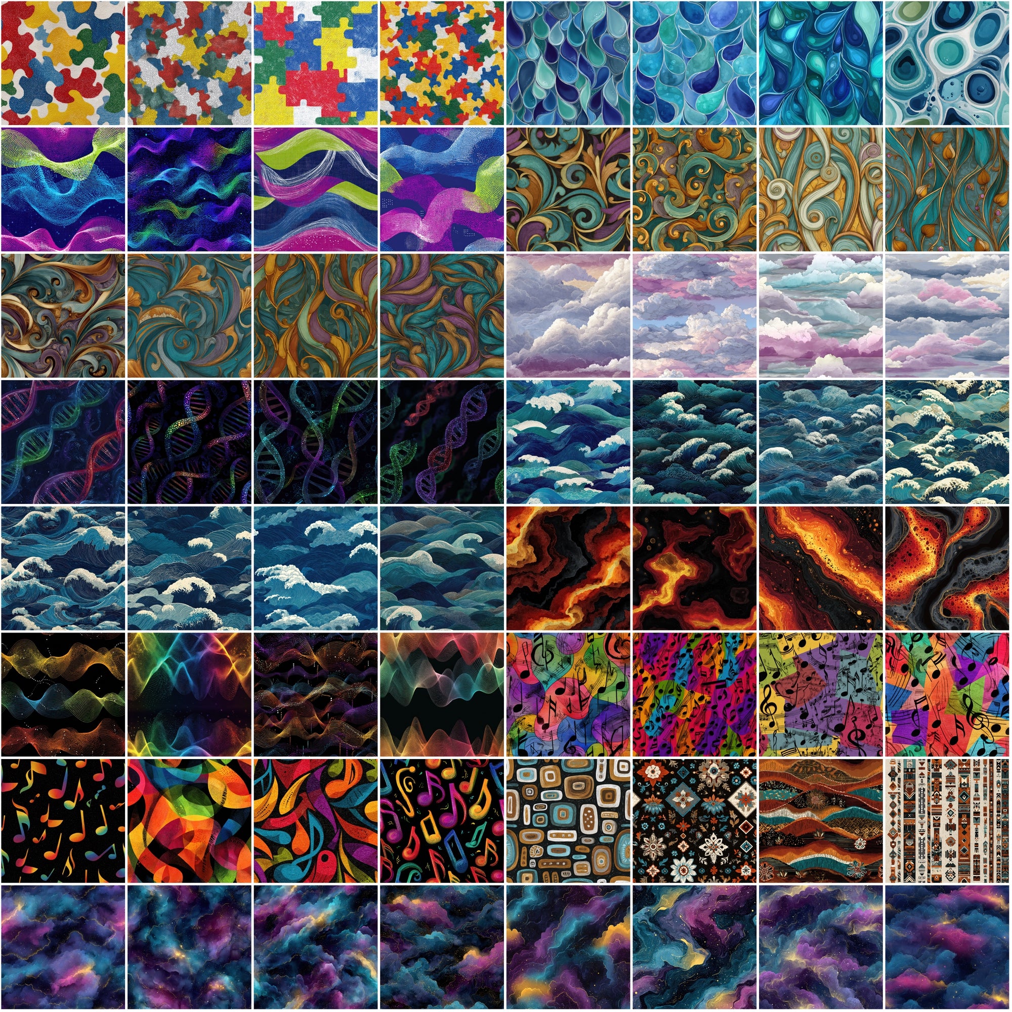 560 Seamless Pattern Tiles – Colorful Abstract Designs in JPG & .PAT for Photoshop