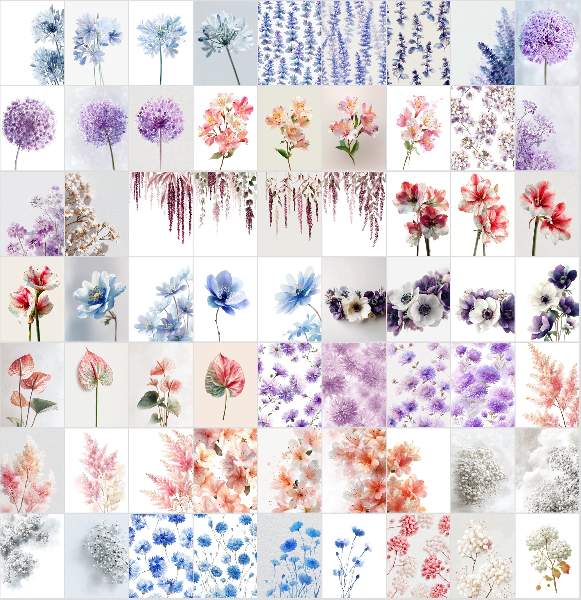 620 Watercolor Floral Images Bundle | Commercial Use Digital Clipart | High Resolution Botanical Graphics